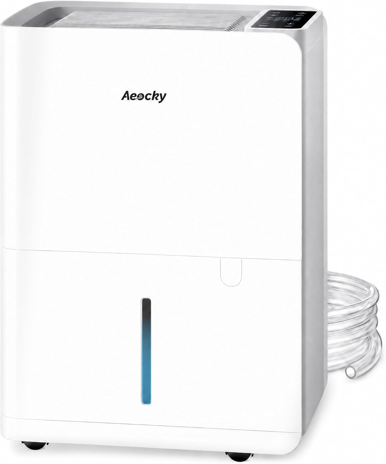 AEOCKY 50 Pint/Day Compressor Dehumidifier, 3500Sq.Ft for Basement, Home, Bedroom, Bathroom, with Drain Hose, 0.8 Gallon Water Tank Capacity, Intelligent Humidistat, Quiet