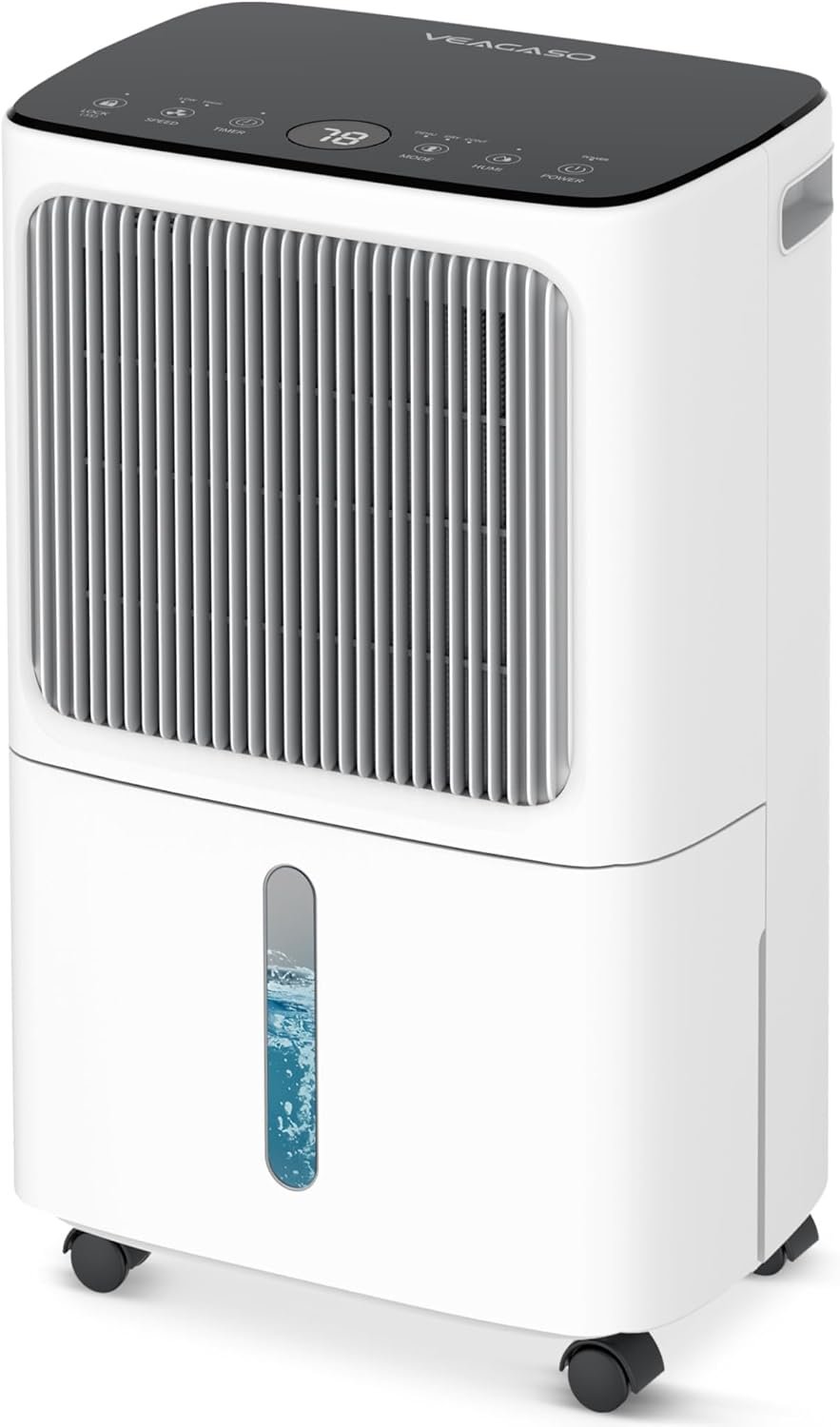 VEAGASO 34 Pint/D Dehumidifier for Basement with Drain Hose, 2500 Sq.Ft Dehumidifiers for Home, Bathroom, Bedroom – 3 Modes, 24H Time, 40dB, 0.53 Gallon Water Tank, Intelligent Humidity Control