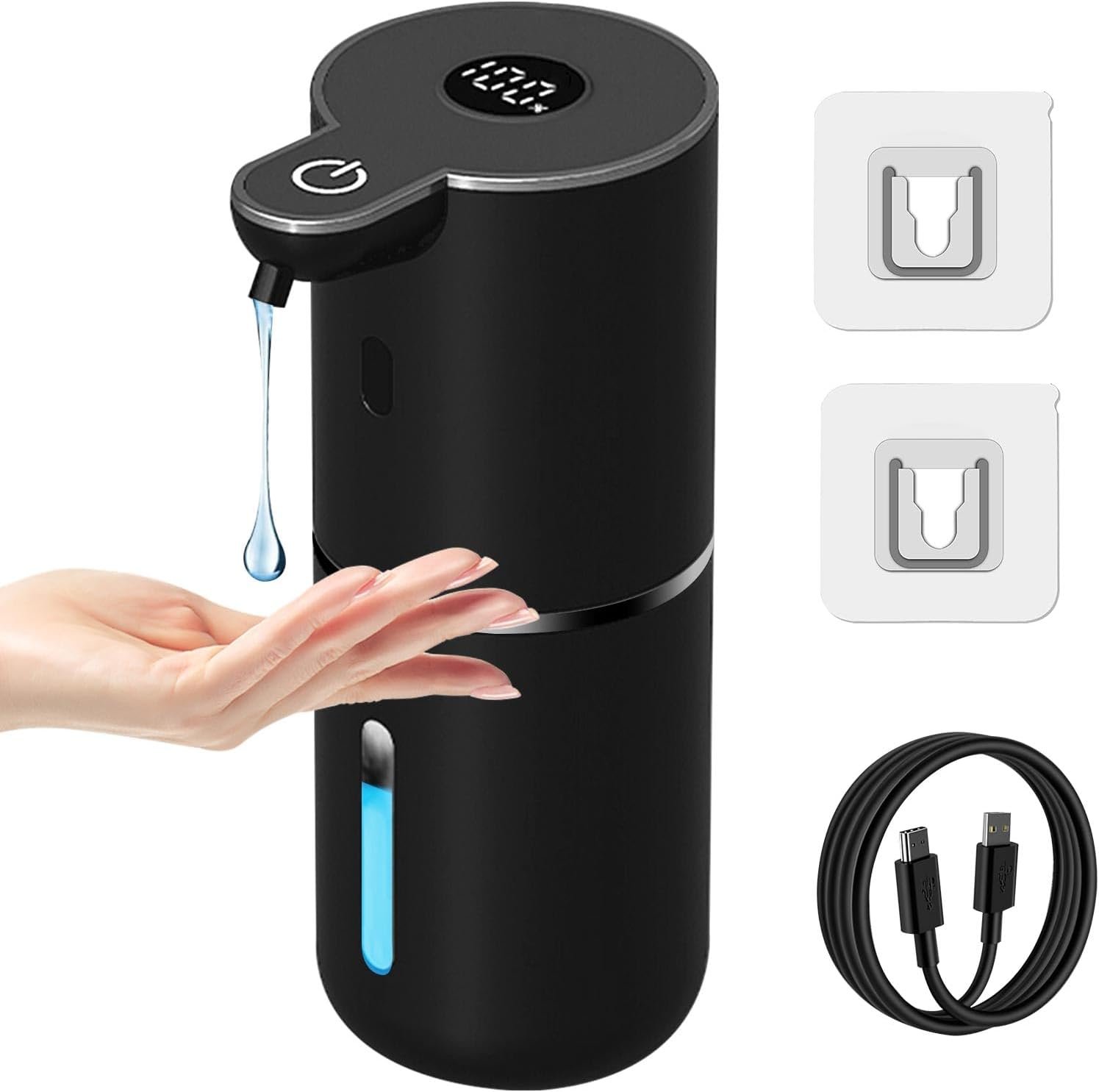 OHIFAST Automatic Liquid Soap Dispenser Touchless, USB Rechargeable Smart Hand Soap Dispenser, 6-Level Adjustable, 12.8oz/380mL, Compatible with Thick Thin Dish Soap for Bathroom Kitchen-Black