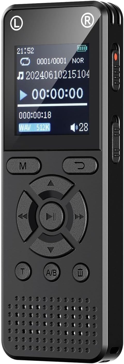160GB Digital Voice Recorder, Portable Audio Recorder with Built-in Speaker, Voice Activated, WAV, A/B Repeat & Password Protection – Ideal for Meetings, Lectures & Interviews