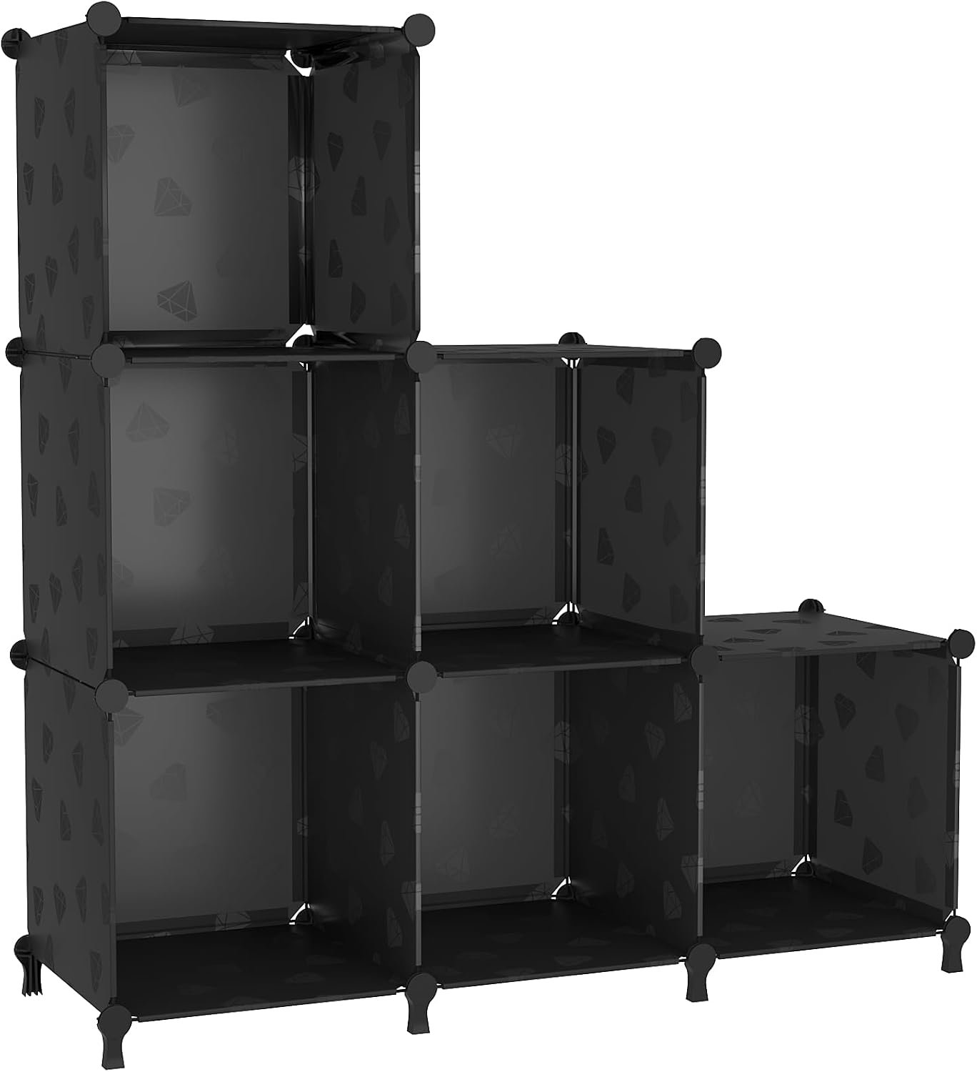 UNKU Cube Storage Organizer, 6 Cube Closet Organizer Storage Shelves, DIY Stackable Bookcase, Clothes Organizer Shelf for Closet, Bedroom, Living Room, Cabinet, Home, Office, Black