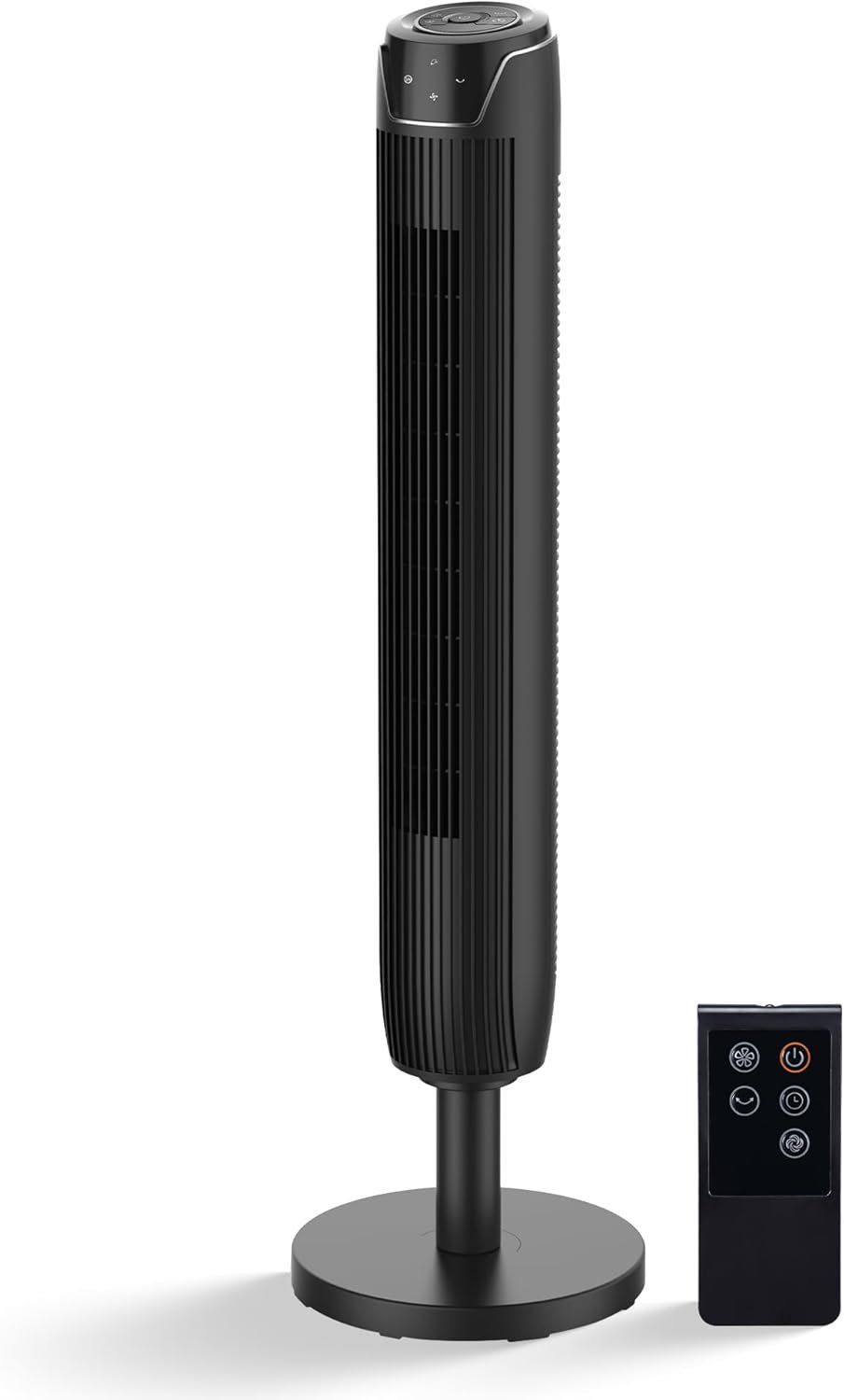 Senville 42″ Oscillating Tower Fan for Bedroom, Remote, Bladeless, Quiet, 3 Modes, 7-Hour Timer, LED Display, Black