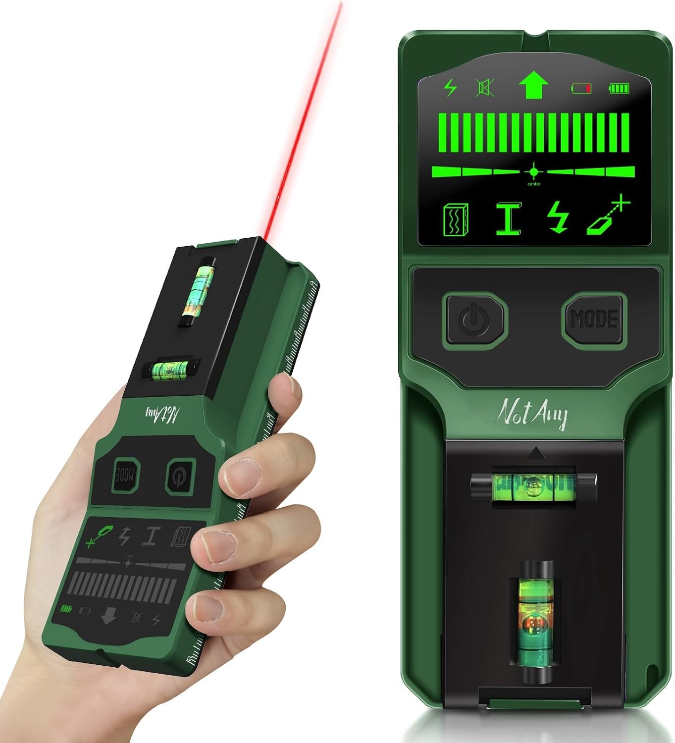 Stud Finder Wall Scanner – 7-in-1 Electronic Wall Stud Detector, Detects Wood, Metal, AC Power, Joists, Pipes with LCD Display, Laser & Bubble Level Ruler