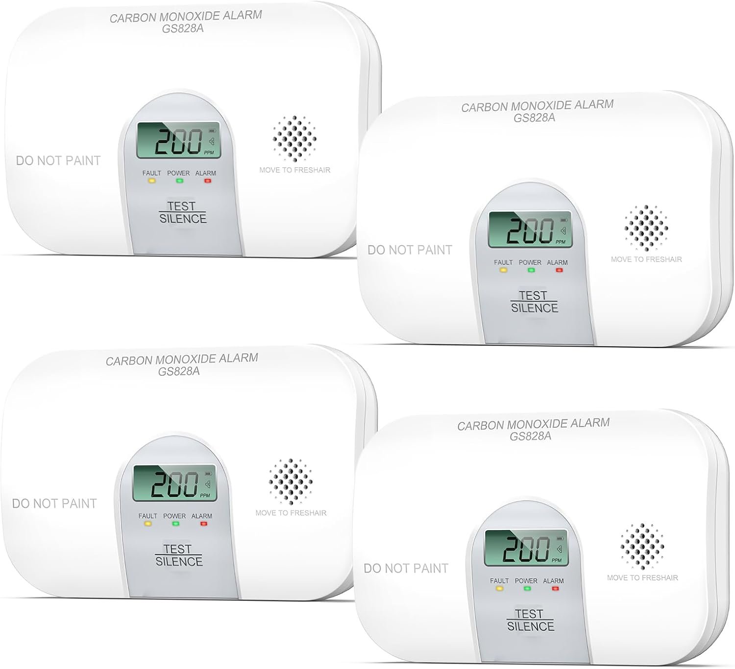 Siterwell Travel Carbon Monoxide Detector, 7 Year Product Life Carbon Monoxide Detectors with LCD Digital Display and Sound Warning, ETL Listed, Portable Carbon Monoxide Detector for Home, 4-Pack