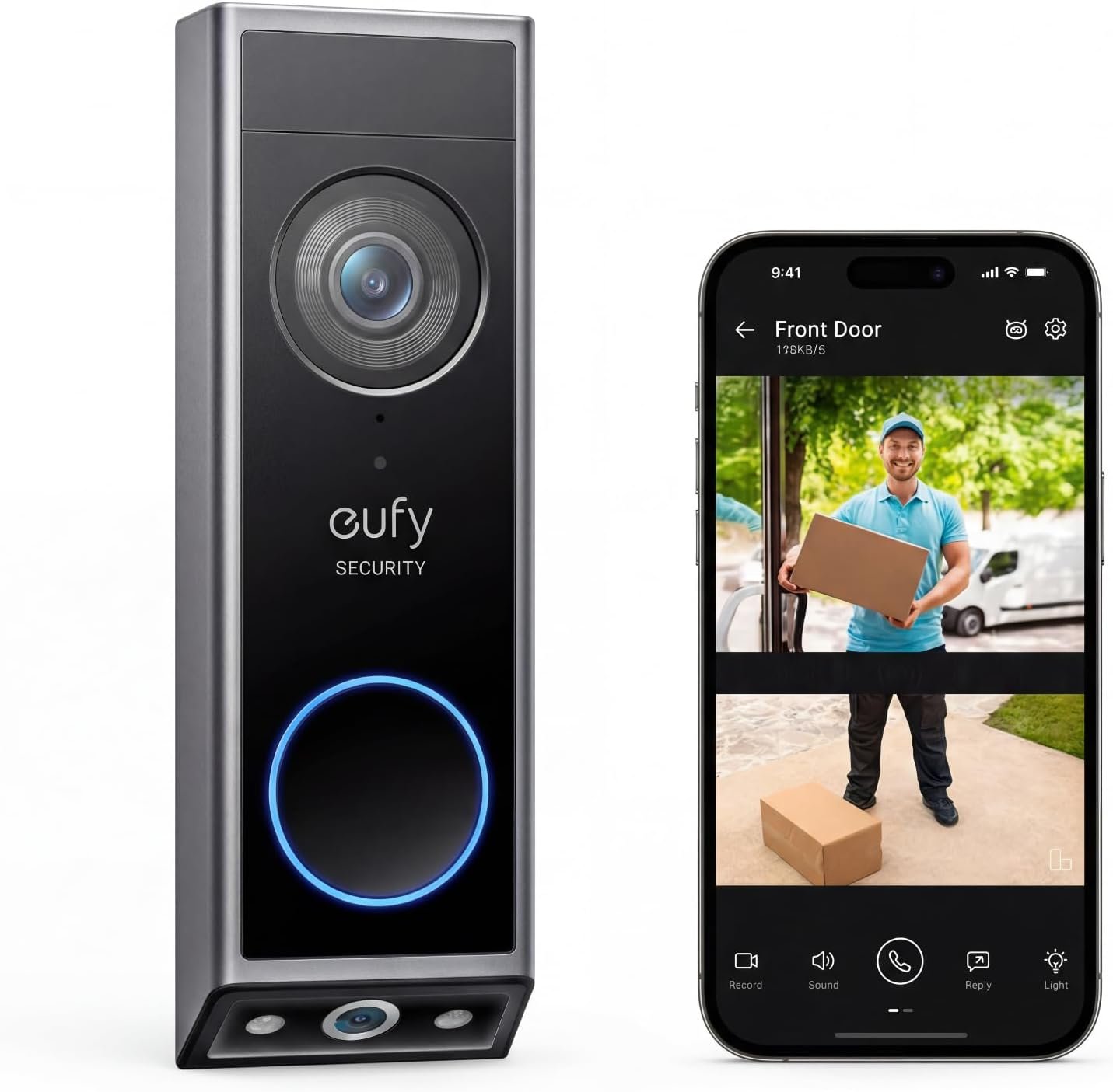 eufy Security Video Doorbell E340,No Subscription,Dual Cameras,2K FHD,Head-to-Toe View, Doorbell Camera Wireless & Wired, Color Night Vision, Two-Way Talk, AI Motion/Package Detection, Built-in 8GB