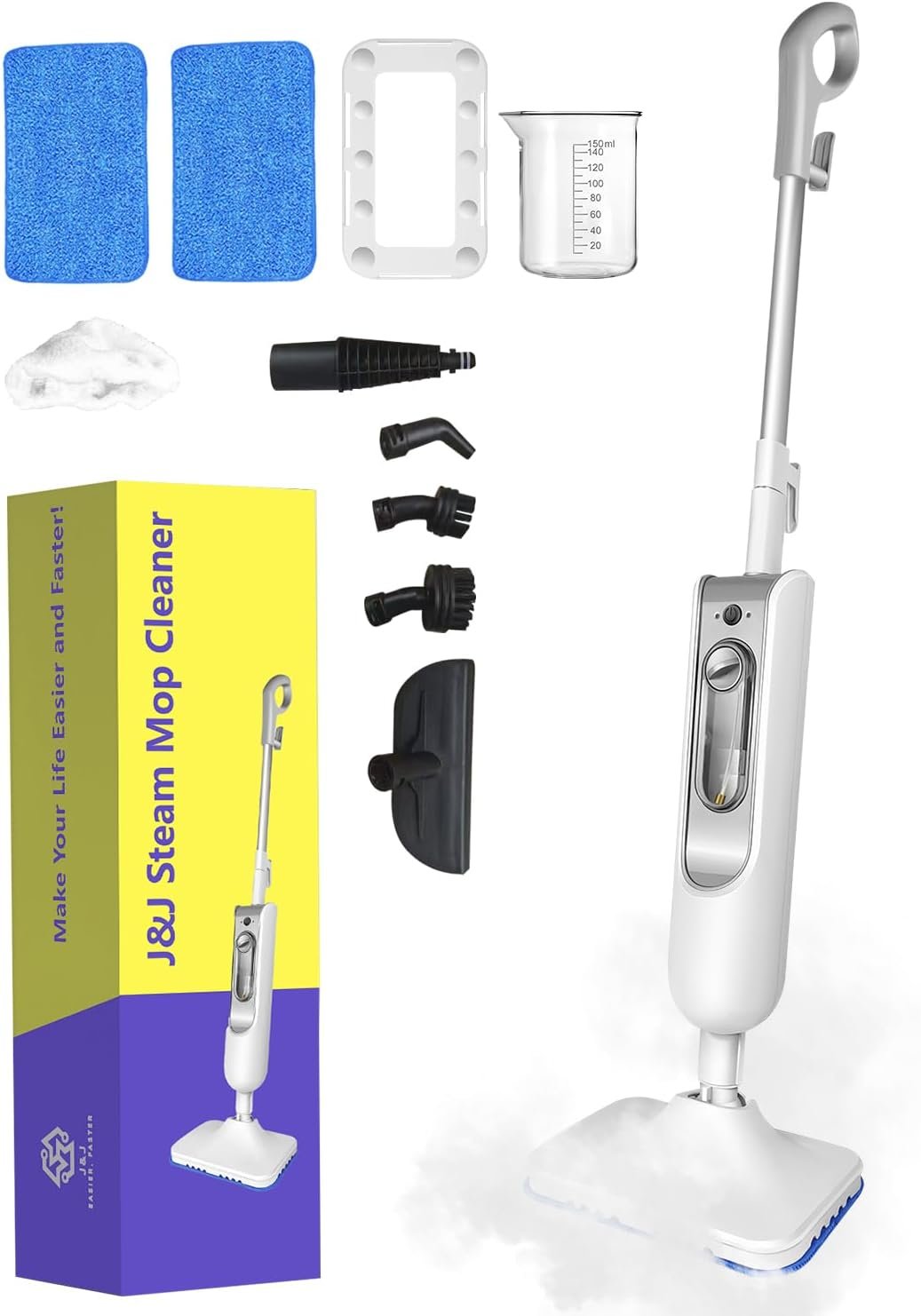 Steam Mop for Floor Cleaning, Effortless Ergonomic Design Floor Steamer for Hardwood and Tile, Adjustable Steam Modes, 1500W High Power, 16.4ft Cord, 400Ml XL Tank, 2 Washable Pad (1) (6)