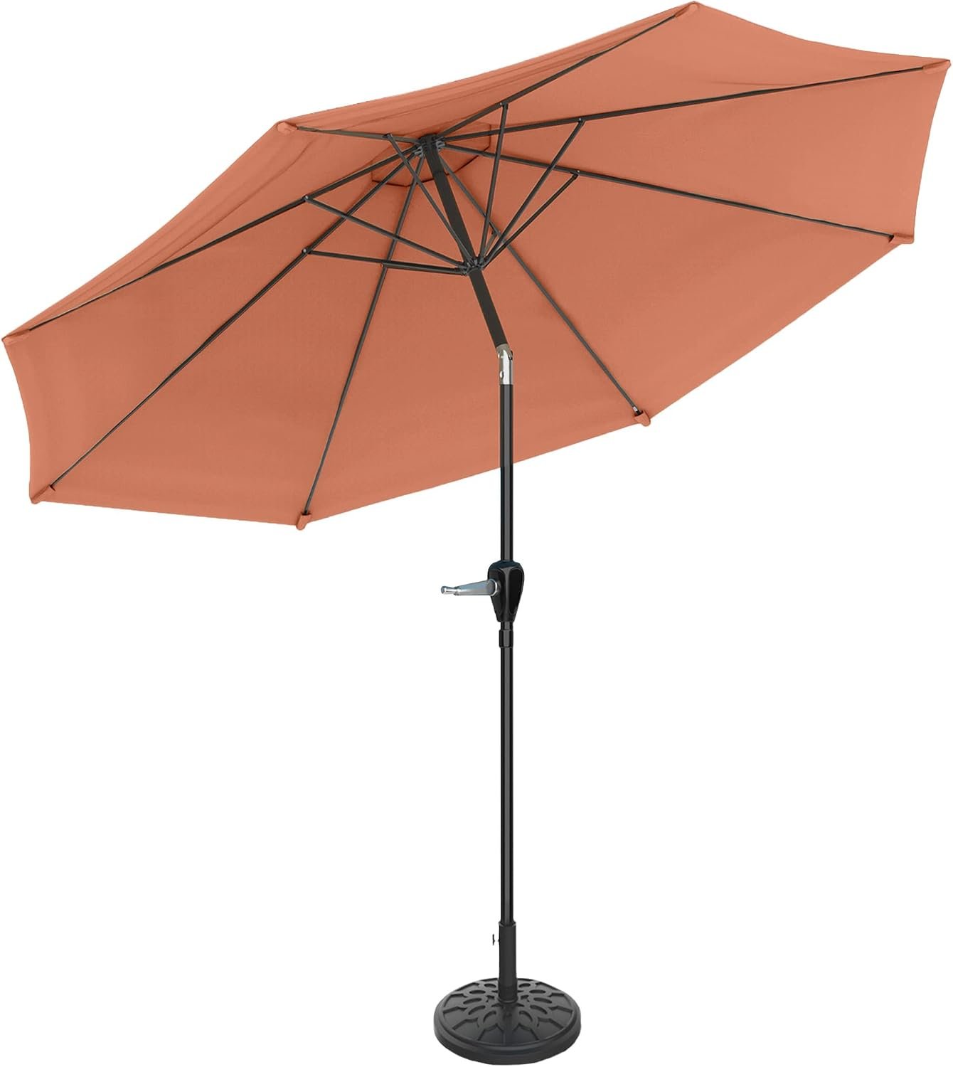 Pure Garden Patio Umbrella with Auto Tilt – 10ft Easy Crank Sun Shade with 19lb Weighted Base for Deck, Outdoor Furniture, or Pool (Terracotta)