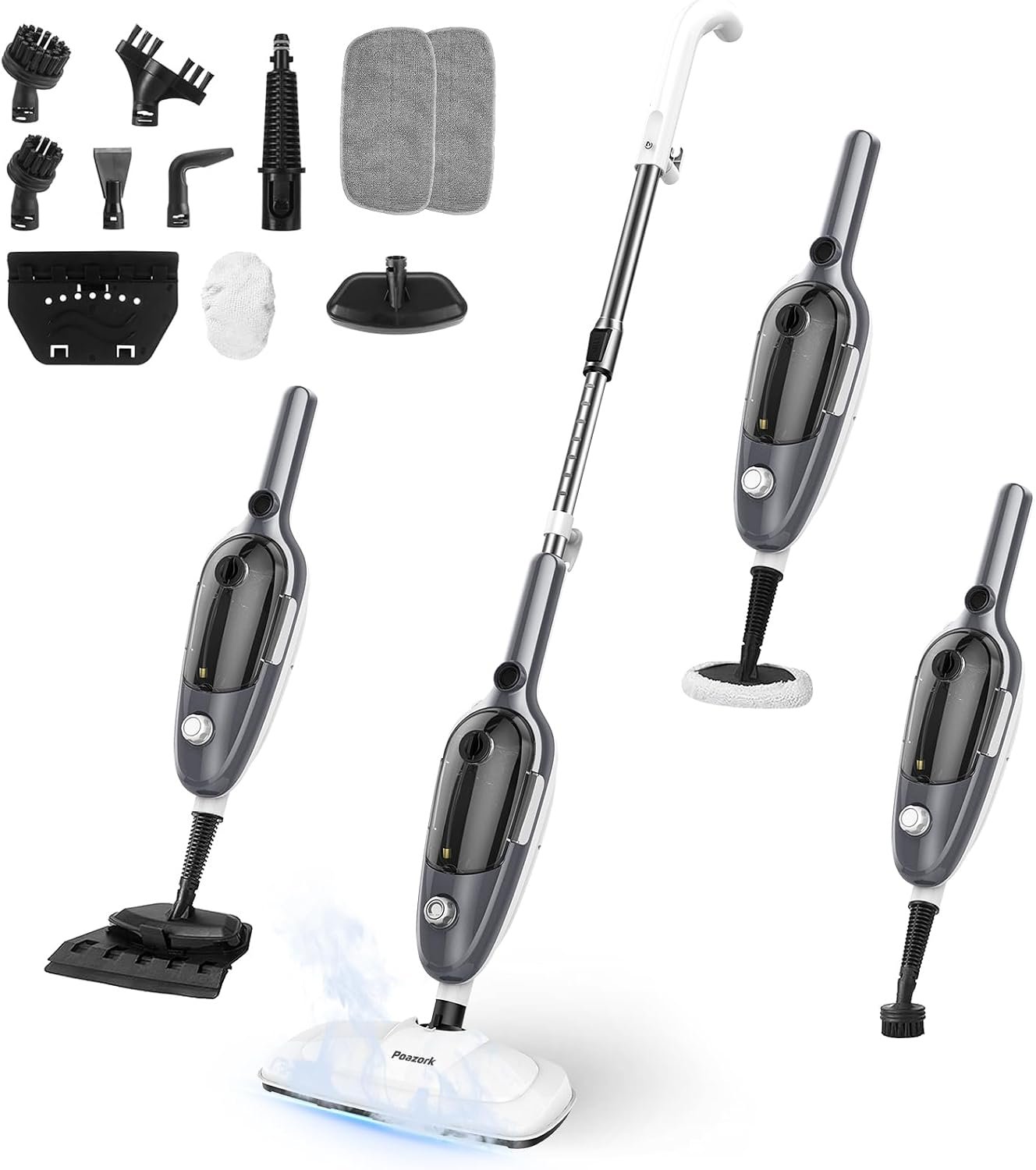 Steam Mop – All-in-one Detachable Floor Steamer with 11 Accessories, Multipurpose Steamer for Hardwood Floors, Clothes,Windows,Tiles,Carpet, Powerful Handheld Steam Cleaner for Home Use