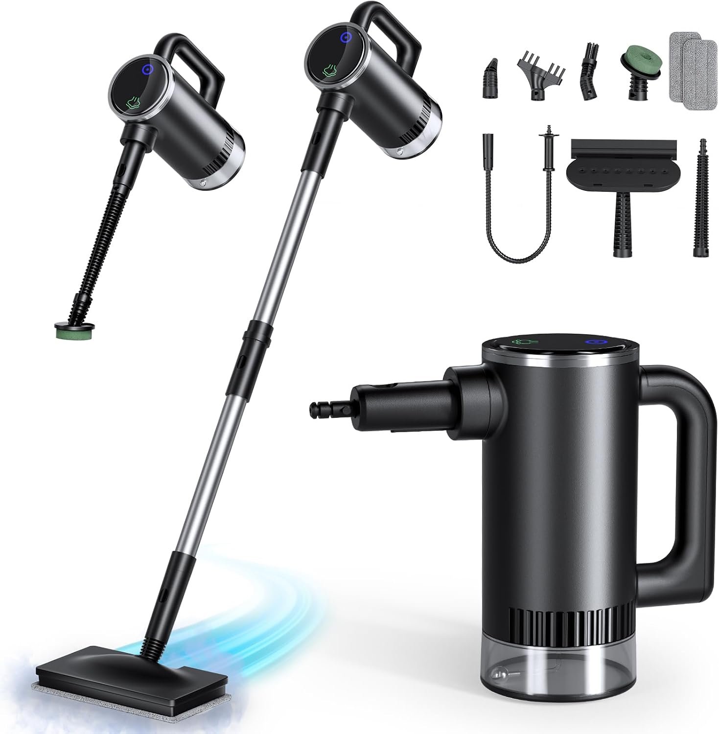 11-in-1 Steam Mop – Detachable Handheld Steam Cleaner with 380mL Tank, 260℉ Floor Steamer for Hardwood, Tile, Grout, Windows, Bath & Kitchen – 3-Level Steam Control, Multi-Purpose Floor Steam Cleaner