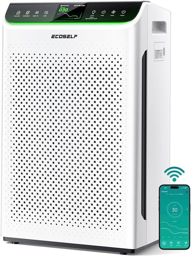 Air Purifier for Home Large Room Up to 3850Ft² with Washable Filter, HEPA Air Cleaner with AQI Display, Trend Graph, Smart App Control, Auto Eco Pet Sleep Modes for Allergies, Smoke, Pollen, HAP610WF