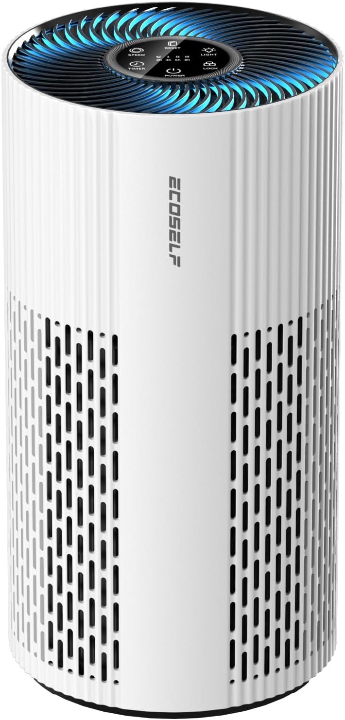 Air Purifiers for Home Large Room Up to 1500 Ft² with True HEPA Filter, 20dB Sleep Mode, 360° Air Intake & Outlet, Air Cleaner for Bedroom Pets Dander, Smoke, Dust, Odors, HAP604, Bright White