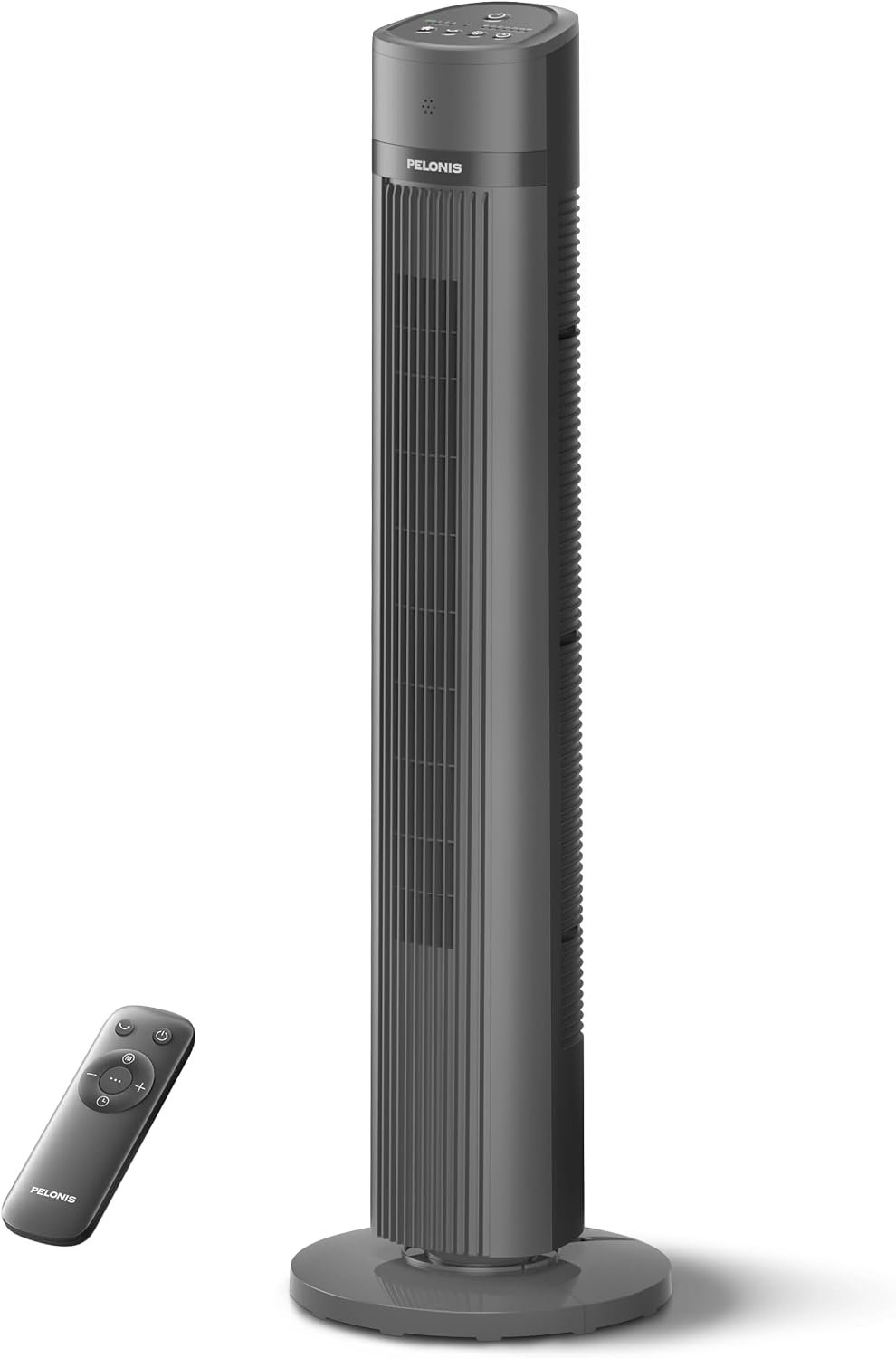 PELONIS 40-inch Bladeless Tower Fan for Bedroom, Standing Fan with Remote Control, 26ft/s, 90° Oscillation, 3 Speed Settings, 27 dB, 3 Modes, 15-Hour Timer, LED Display, Fan that Blows Cold Air, Black