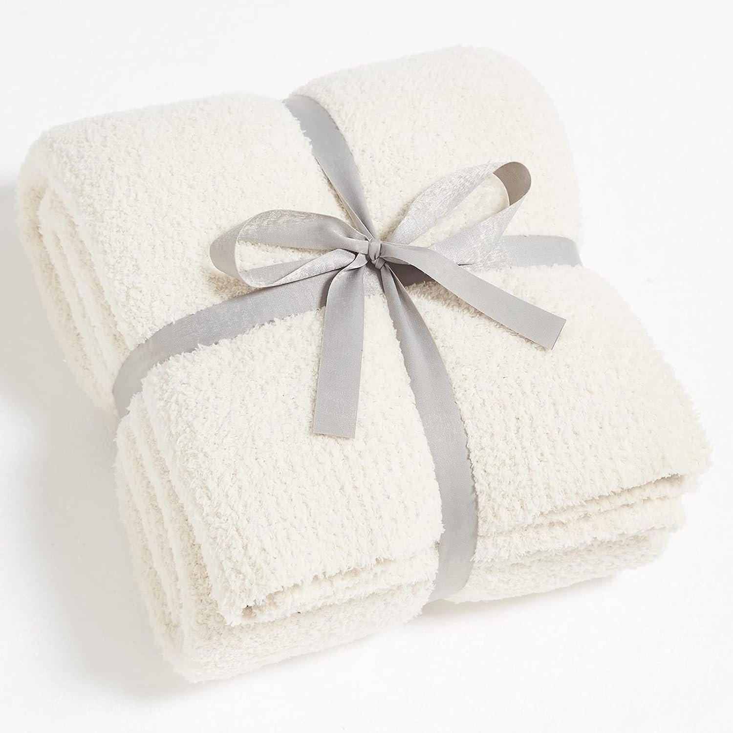 CYMULA Knit Throw Blanket for Couch Cream White – Super Soft Lightweight Plush Fuzzy Fluffy Cozy Blankets and Throws for Sofa Bed, 50 x 60 inches