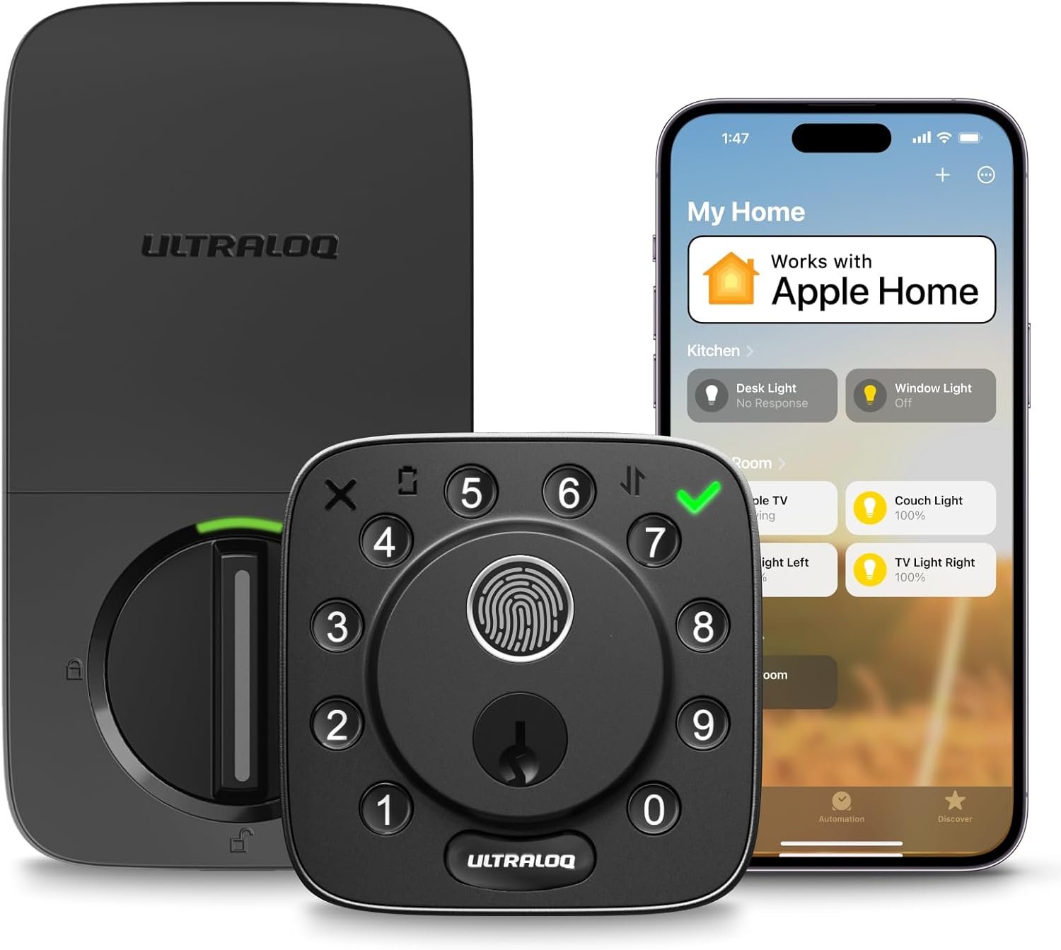 ULTRALOQ Bolt Fingerprint Smart Lock with Door Sensor, Built-in WiFi, Works with Apple Home, Alexa, Google, SmartThings, Keyless Entry Deadbolt with App, Code, Remote Control, Auto Unlock, Auto-Lock