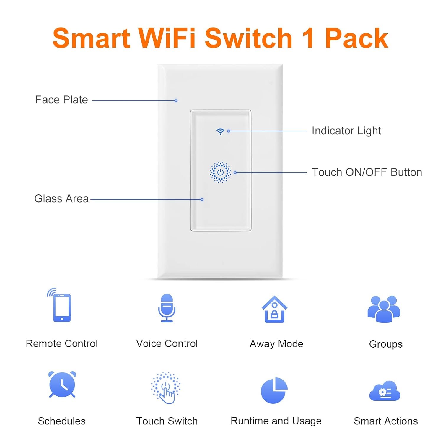 Smart Switch, Smart Light Switch, Single-Pole, No Hub Required, Neutral Wire Required, 1-Pack