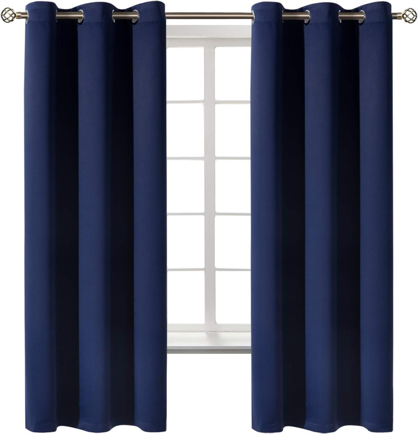 BGment Blackout Curtains for Bedroom – 63 Inch Long Navy Blue Grommet Room Darkening Thermal Insulated Window Drapes for Kids Boys Room, 2 Panels, 42×63 Inch