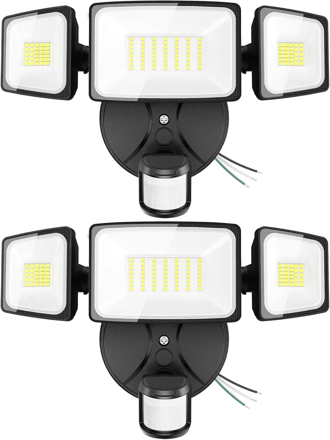 Onforu Motion Sensor Outdoor Lights, Hardwired Security Floodlights, Black | 7000LM 75W LED flood lights with movement detection, IP65 dusk to dawn outside lighting for Yard Garage, 2 Pack