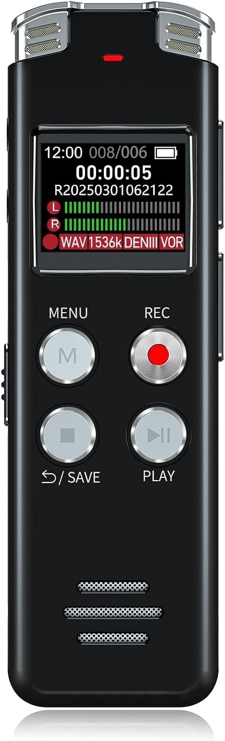 64GB Digital Voice Recorder with Playback: Voice Activated Recorders for Lectures Meetings Interviews – EVISTR Dictaphone Recording Device Tape Recorder Portable Mini, Audio Recorder with USB, MP3