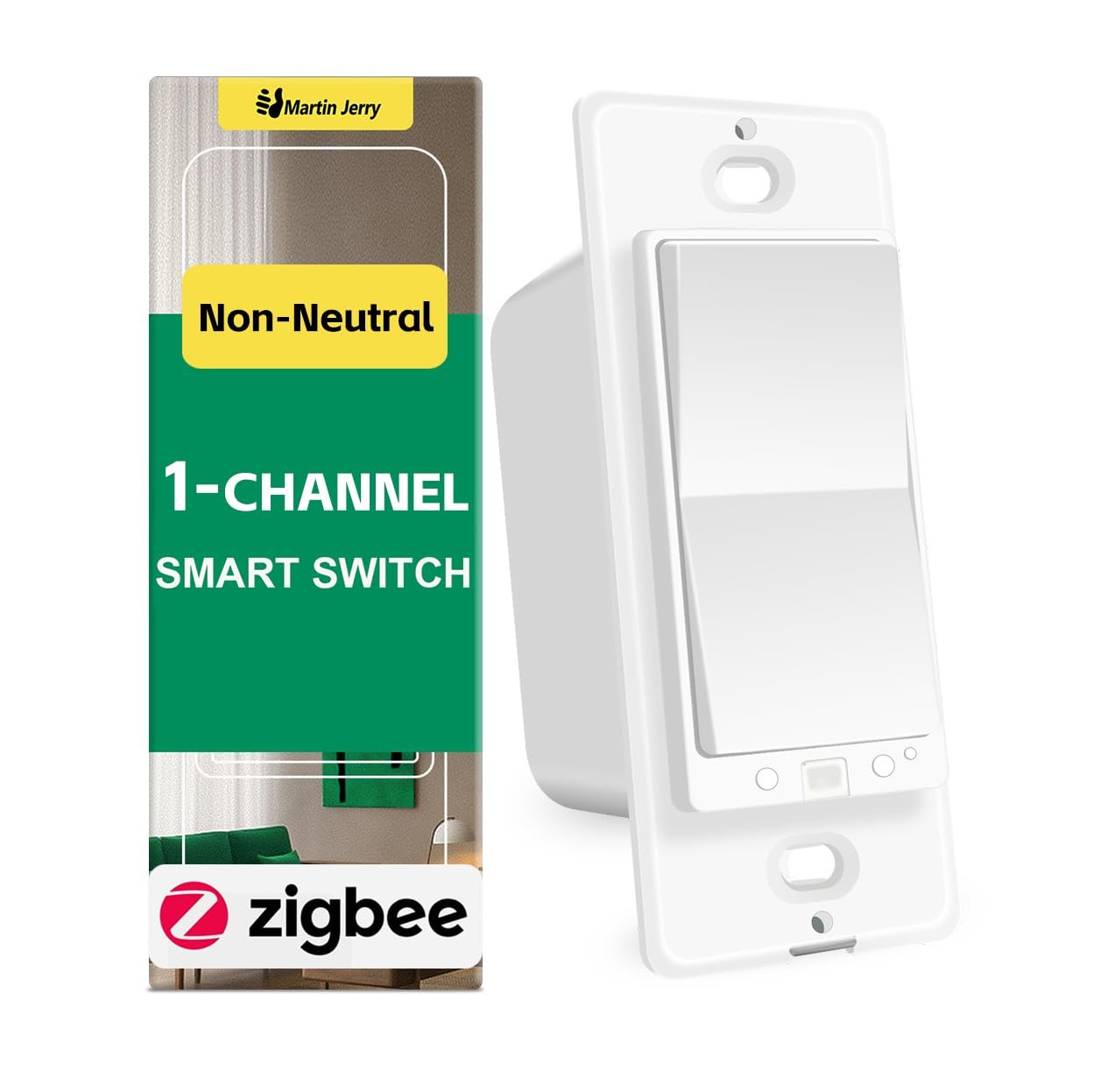 Zigbee Smart Switch no Neutral Required | 1 Channel Rocker Paddle Smart Light Switch Compatible with Alexa, SmartThings and Work with Google Home, Smart Home Devices, 1-Pack