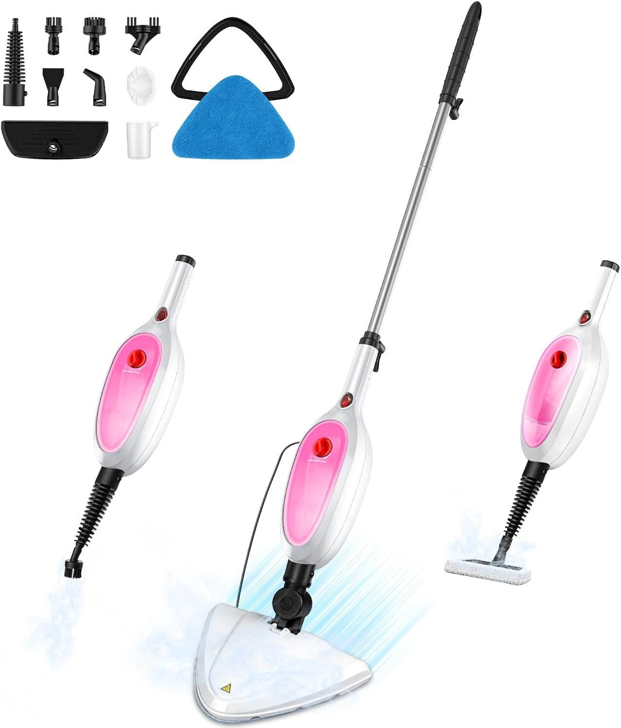Steam Mop & Detachable Handheld Steamer 2-in-1 Design, 20s Fast Heat-Up, 16FT Power Cord, 10-in-1 Multi-Purpose Steam Cleaner for Hardwood Floors/Carpet/Tile/Grout/Window/Stove for Deep Home Cleaning