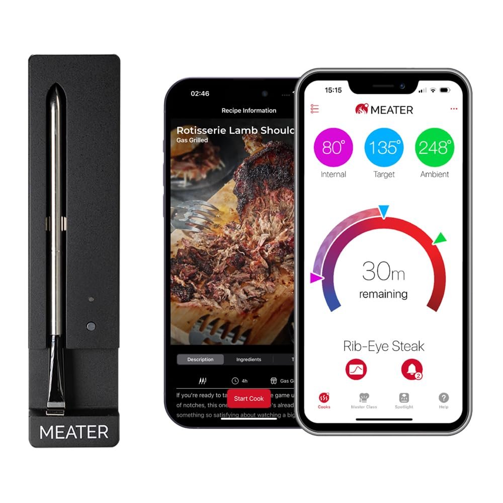 MEATER SE: 100% Wireless Smart Meat Thermometer | No Wires, No Fuss | 165ft Bluetooth Range | Dual Temp Sensors | Guided Cook System | Dishwasher Safe | Perfect for BBQ, Grill, Oven, Smoker