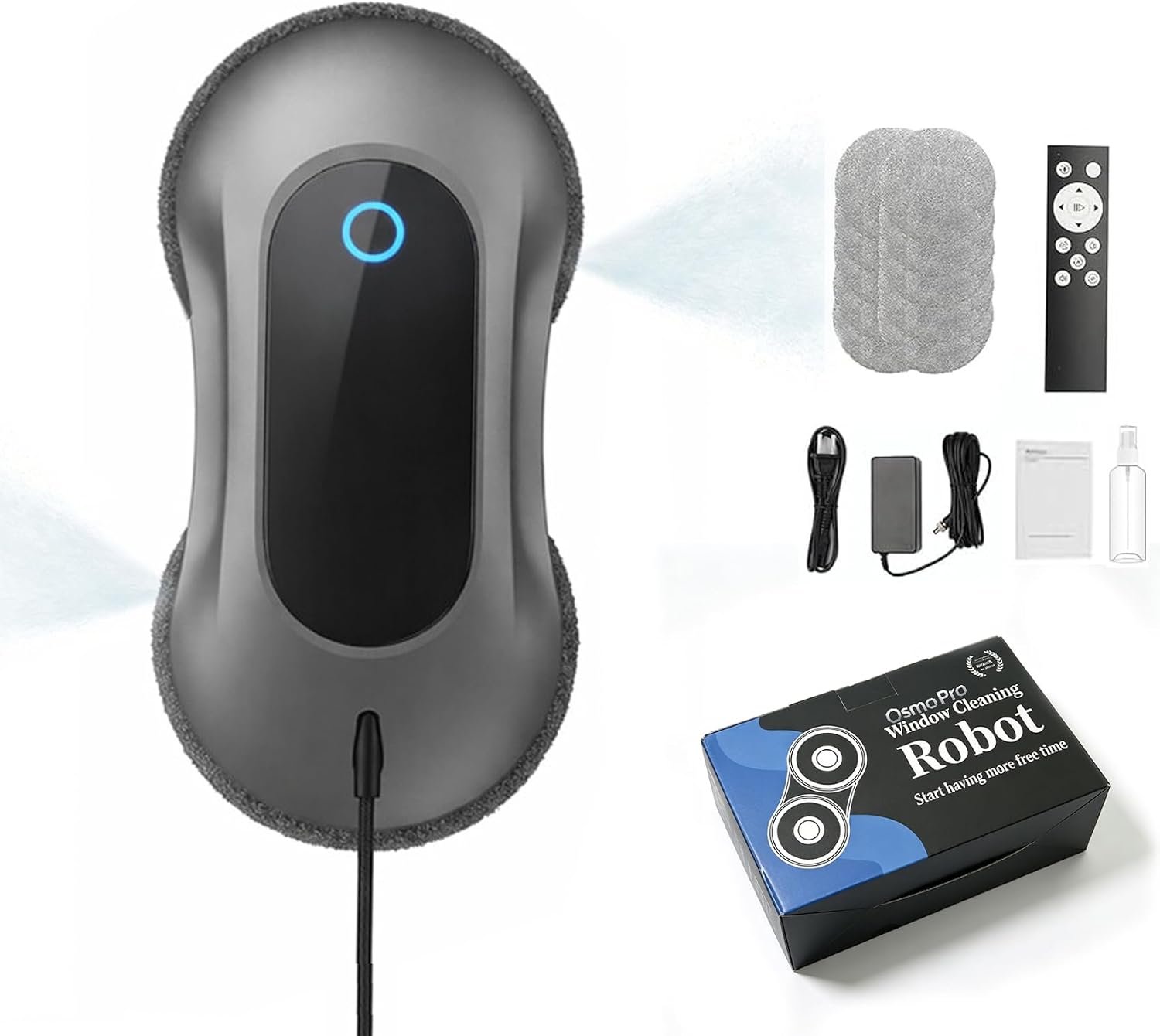 Window Cleaning Robot – Dual Spray & 5500Pa Suction for Home Glass | Smart Automatic Glass Cleaner Featuring AI Navigation, Frameless Edge Detection, Remote Control for High Windows, Glass Doors