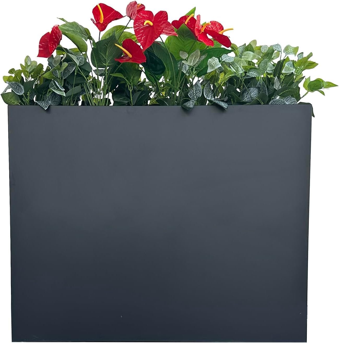 38″ L x 13″ W x 30″ H Metal Tall Rectangular Planter – Large Planter Box for Outdoor Patio/Porch Modern Design for Plants, Flowers, Garden,Spliced Flower Pot (Black)