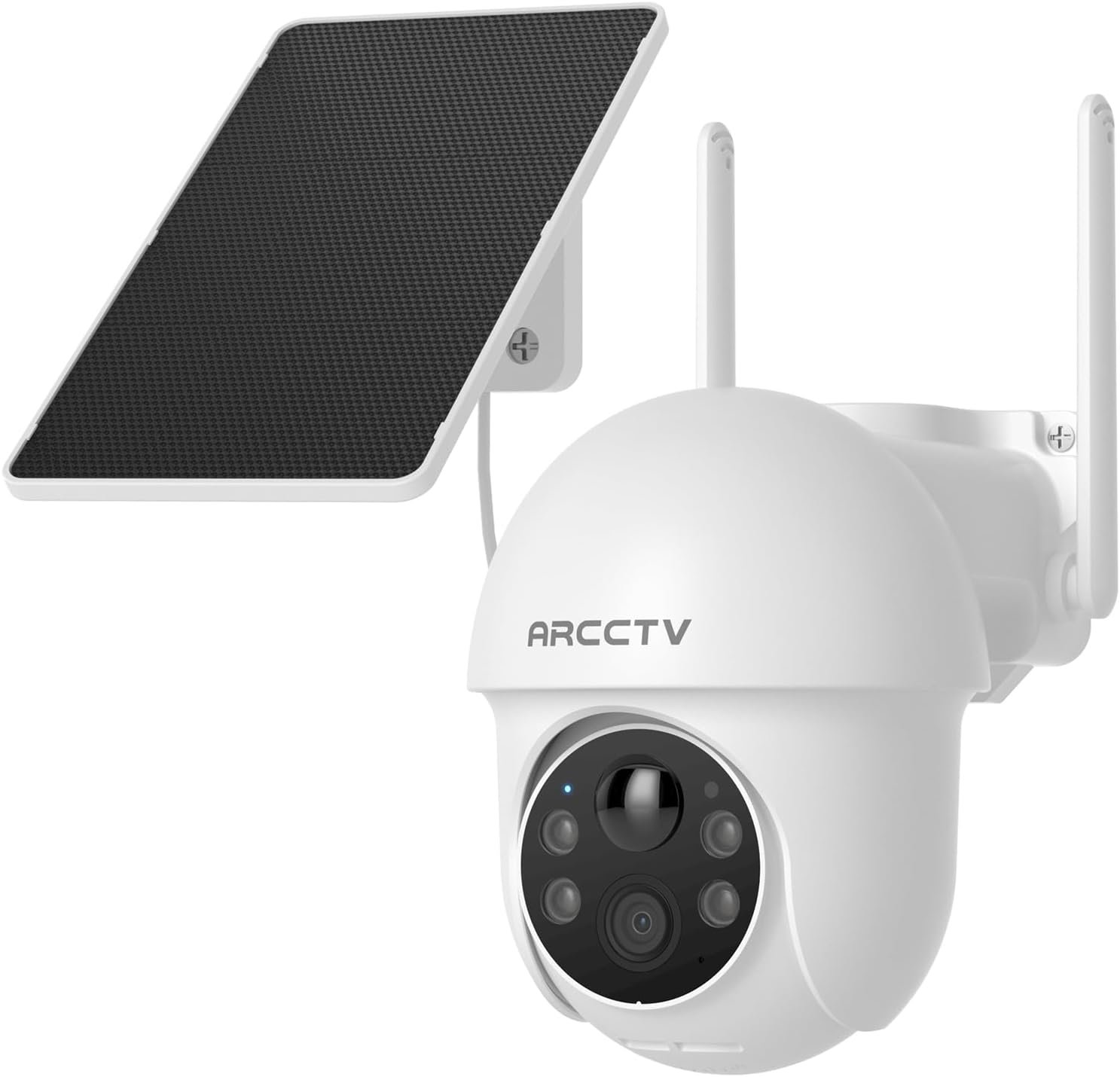 ARCCTV Solar Security Cameras Wireless Outdoor, 4MP 360° View Battery Powered Outdoor Camera, Night Vision with Spotlight, 2-Way Audio, PIR Motion Sensor, 2.4G/5G Dual Band WiFi, SD/Cloud Storage