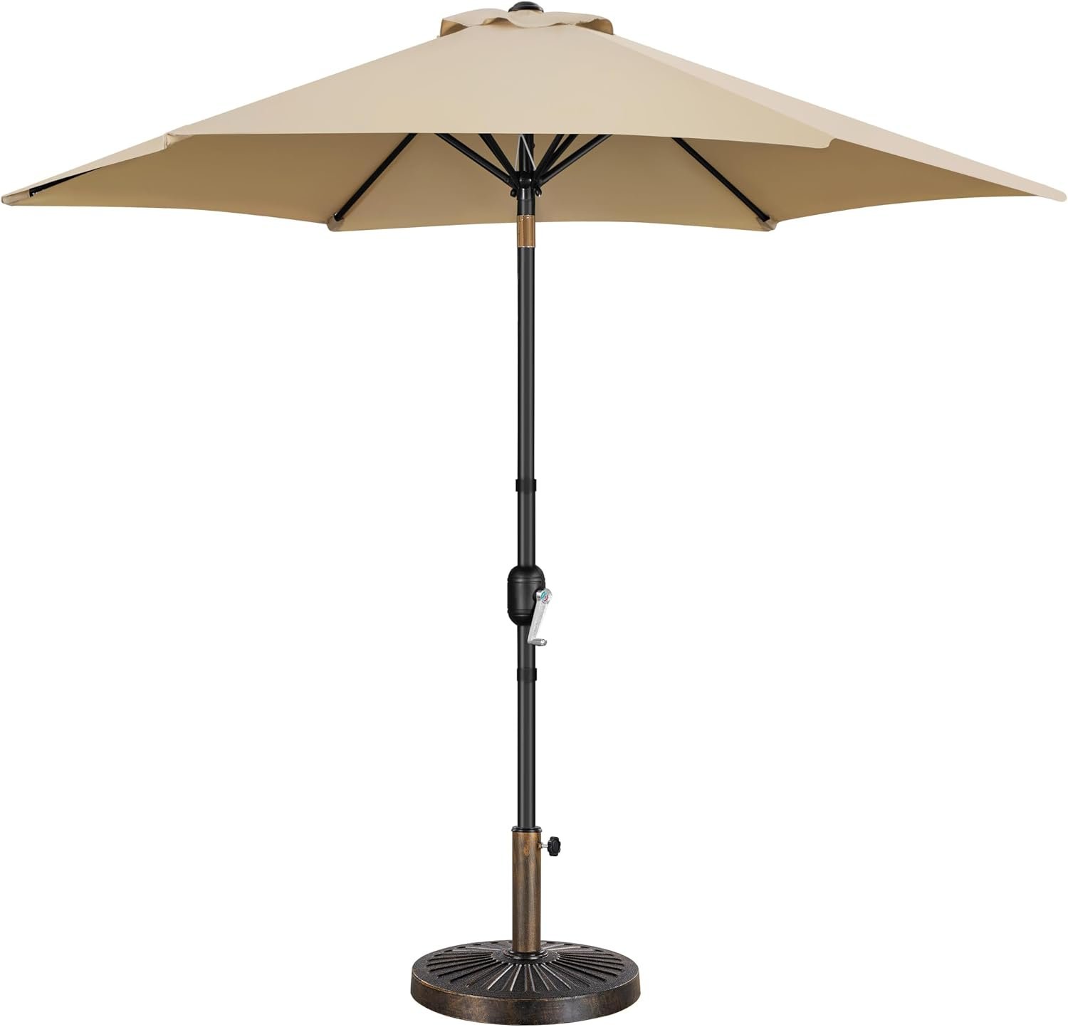 Yaheetech 9FT Patio Umbrella Outdoor with Heavy Duty Base Included,Table Umbrella with Push Button Tilt and Crank, UV Protection Waterproof for Yard/Outdoor/Wedding Parties and Events – Tan