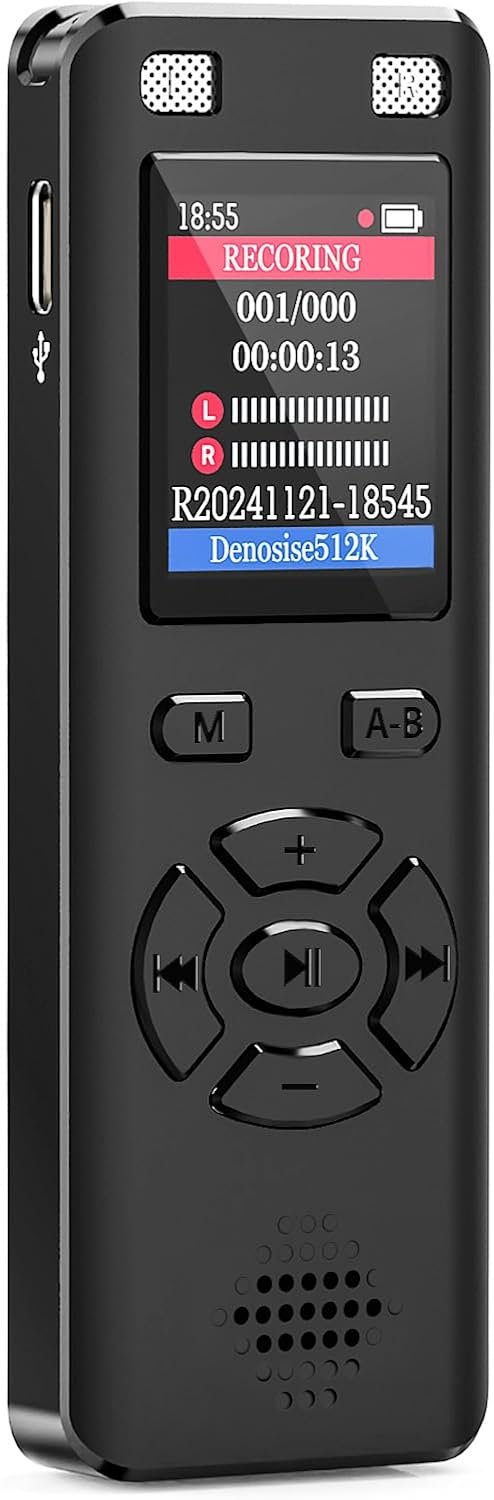 Voice Recorder – 128GB 9280 Hours Voice Activated Recorder Device with Playback, Noise Reduction, MP3 Player & Password – for Lectures, Meetings, Interviews