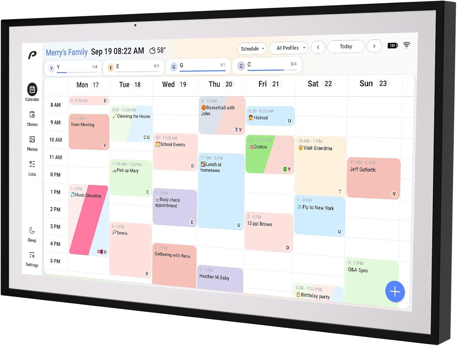 Digital Calendar, 15.6 inch Wall Planner & Chore Chart, Rechargeable Full HD Touchscreen Display, Portable Smart Family Organizer, Event Planner, Desk and Wall mountable, Perfect for Family Schedules – No Subscription (Free Magic Import)