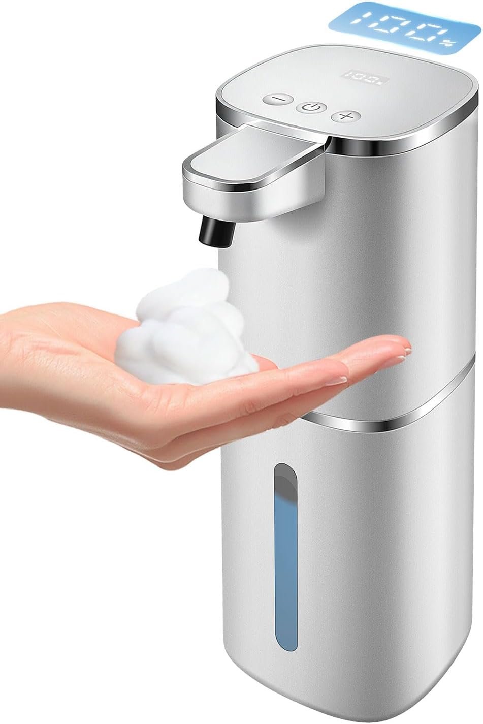 Automatic Foaming Soap Dispenser Touchless, Digital Display 9-Level Adjustable Smart Hand & Dish Soap Dispenser, USB Rechargeable, 13.5oz/400mL Wall Mounted for Bathroom, Kitchen, Hotel, Restaurant