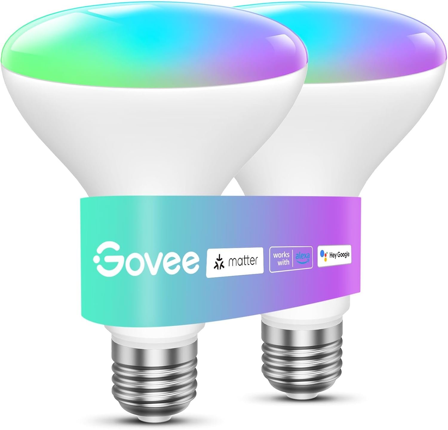 Govee Smart Light Bulbs, 1200 Lumens Dimmable BR30 Bulbs, RGBWW Color Changing Light Bulb, Flood Light Bulbs Work with Alexa, Google Assistant, WiFi & Bluetooth LED Bulbs, Music Sync, 2 Pack
