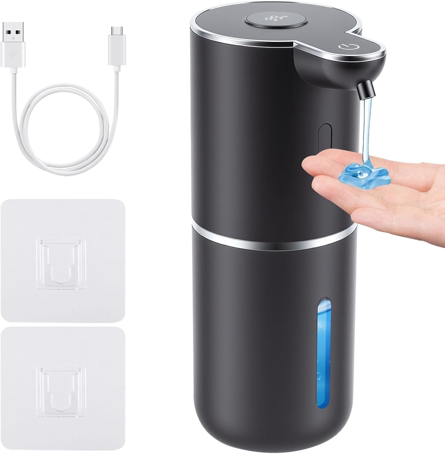 Automatic Soap Dispenser, Hand Soap Dispenser 12.8oz/380ml Smart Rechargeable, Liquid Touchless Soap Dispensers with 6-Level, Wall Mounted or Countertop Dish Soap Dispensing for Bathroom & Kitchen