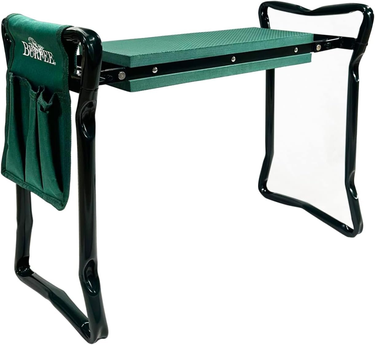 Burpee Multi-Function Garden Kneeler Seat with Padded Cushion and Detachable Tool Bag, Versatile Garden Stool with Foldable Frame, Ideal for Outdoor Gardening Enthusiasts (Green)
