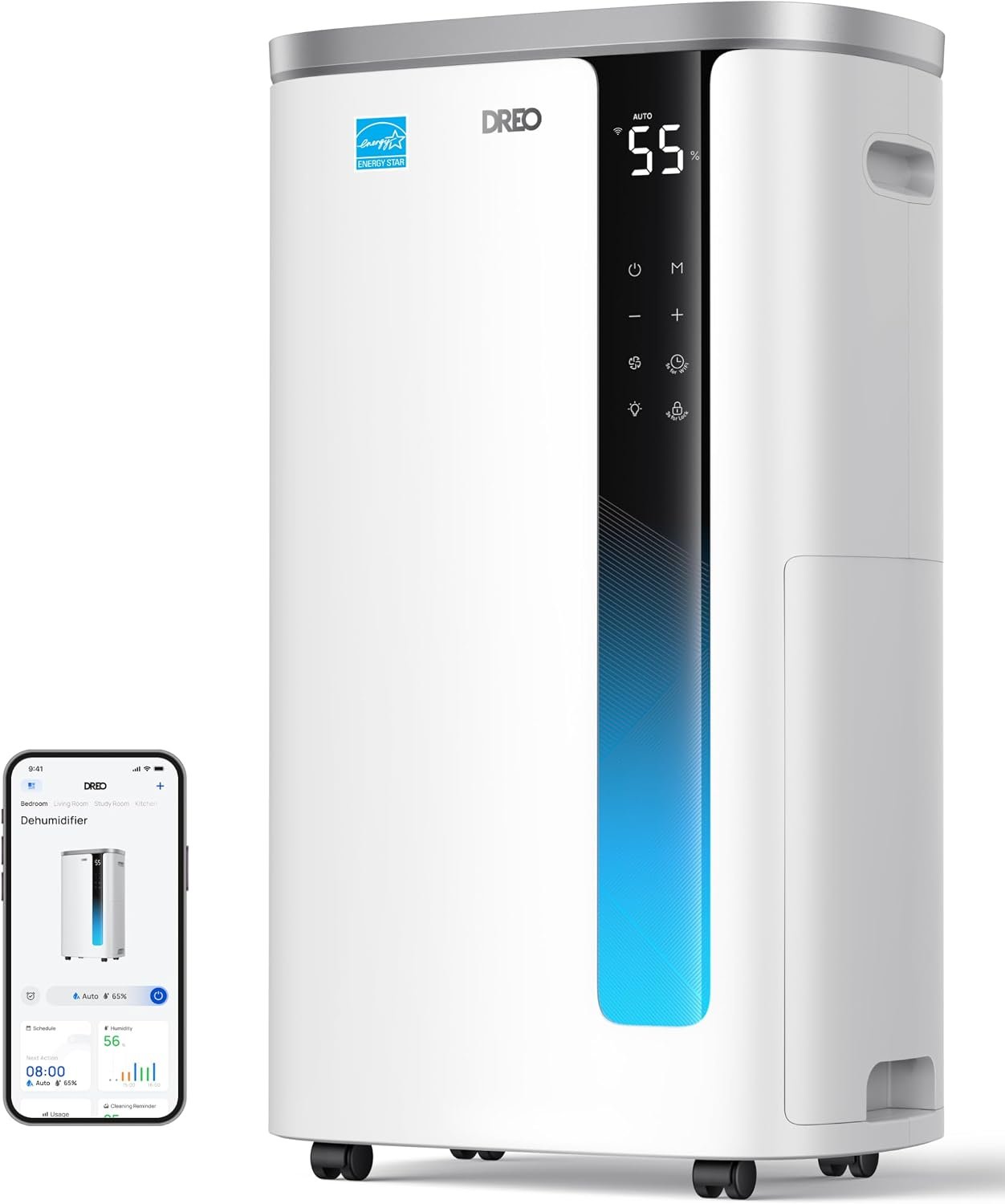 DREO Energy Star 2026 Smart Dehumidifier for Basement, 7L(1.85 Gal) Large Water Tank, Quiet 41dB, Home & Large Room up to 2000 Sq Ft, Drain Hose Included, Auto Humidity Control, 3 Fan Speeds, Timer