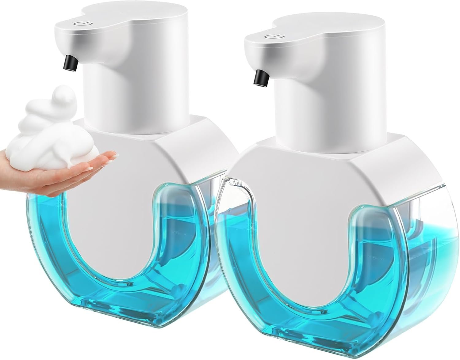 VZZNN 2 Pack Automatic Foaming Soap Dispenser 14.2oz/420ML Touchless Automatic Foaming Soap Dispenser,Rechargeabled Wall Mounted Smart Pump for Bathroom Kitchen