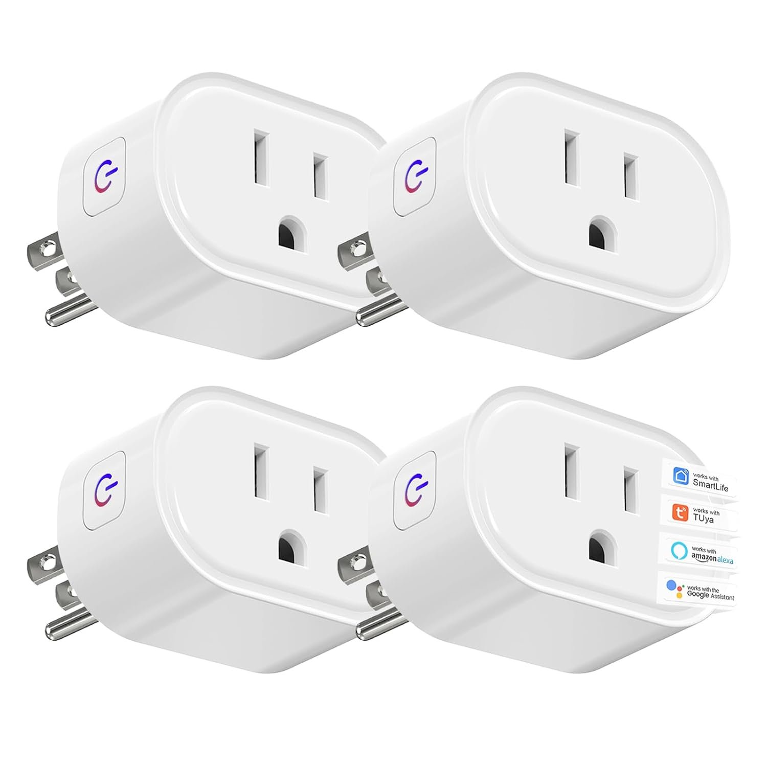 10A Smart Plug, MOOEGG WiFi & Bluetooth Smart Outlet, APP Remote Control & Timer & Group Control, Works with Alexa & Google Assistant, Only Supports 2.4G WiFi, 4 Pack