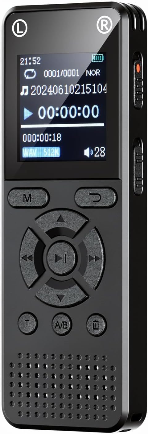 192GB Digital Voice Recorder, Portable Audio Recorder with Built-in Speaker, Voice Activated, WAV, A/B Repeat & Password Protection – Ideal for Meetings, Lectures & Interviews
