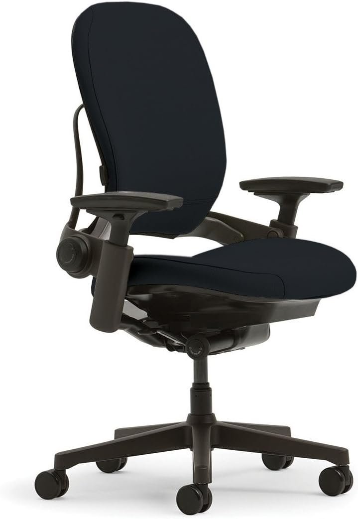 Steelcase Leap Office Chair – Seven Points of Adjustability – Ergonomic Back Support Chair – Lumbar Support – 4D Adjustable Arms – Black Frame – Onyx