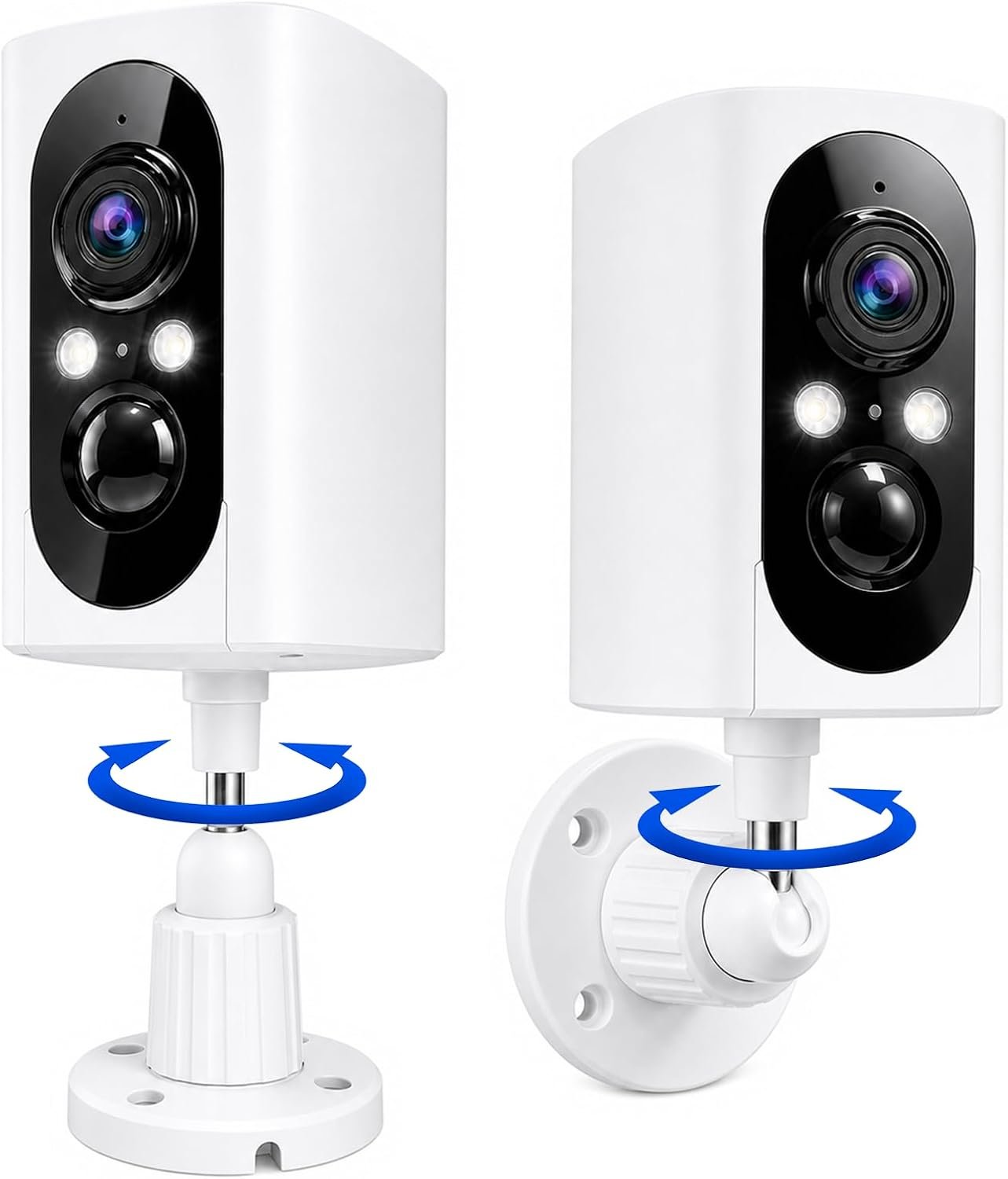 2K Security Cameras Wireless Outdoor, 355° Pan Rotate, Battery Powered, Color Night Vision WiFi Cameras, AI Motion Detection, Cloud/SD Storage, IP65, Alert & Alarm, Cameras for Home Security, 2 Pack