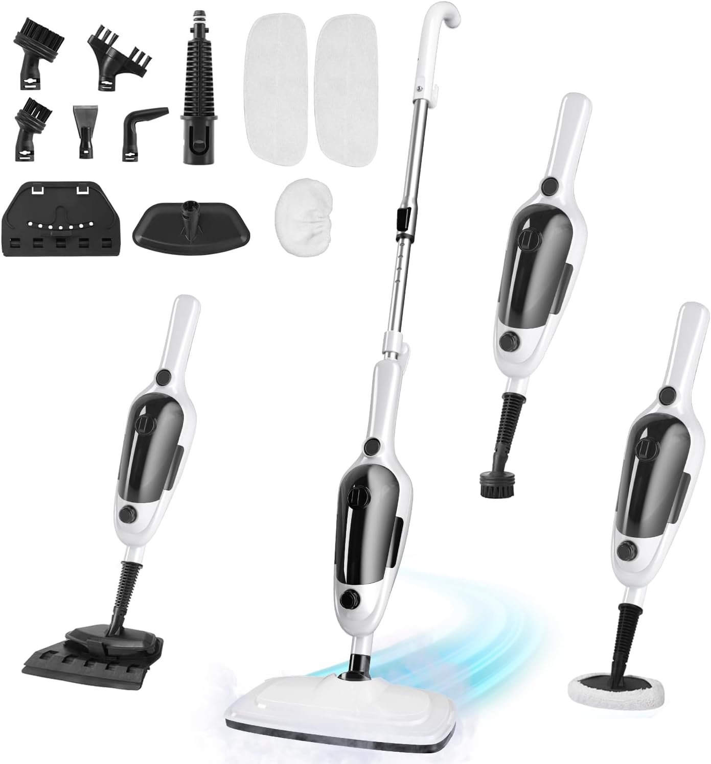 Steam Mop – 11-in-1 Steam Cleaner for Home with 15.2 OZ Water Tank & 23FT Power Cord, Detachable Steam Mops for Floor Cleaning MultiPurpose Steamer for Hardwood, Tile, Furniture with 11 Accessories