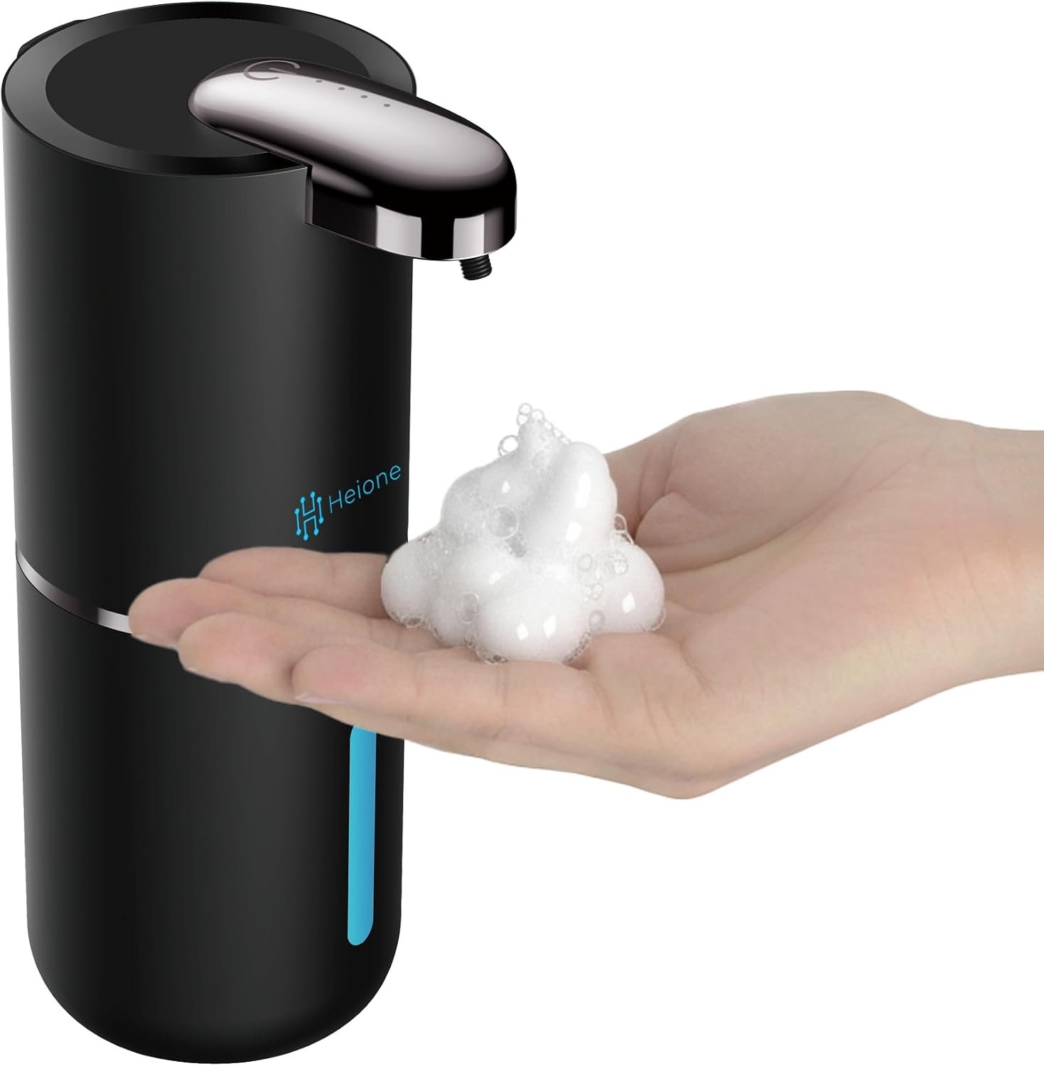 Automatic Foaming Soap Dispenser, Black | IPX5 Waterproof 12.8oz / 380mL Capacity 4 Adjustable Foam Levels USB-C Rechargeable Long-Lasting Battery