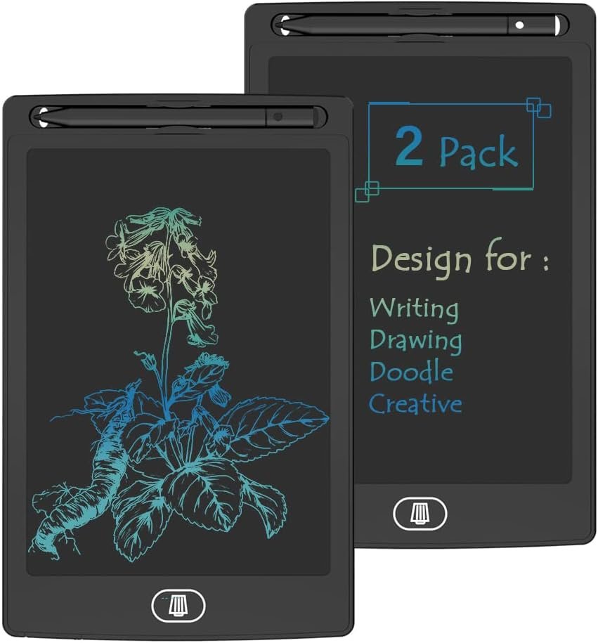 [2 Pack] 8.5 Inch Reusable Colorful LCD Writing Tablet Ewriter,TIQUS Notepad Board with Stylus – Black