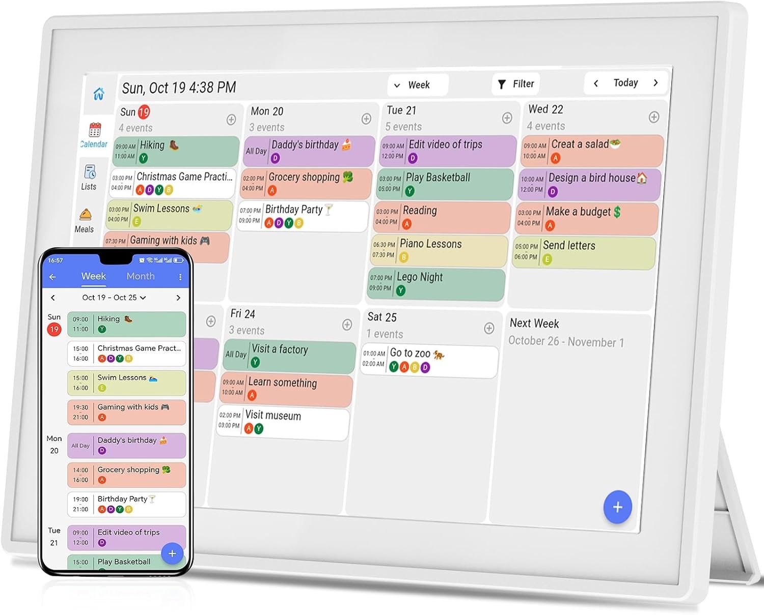 Digital Calendar Touch Screen 10.1 Inch Family and Hearth Chore Smart Electronic Planner Third-Party Calendar Sync, Chore Tracker, Meal Plan & Photo frame Bussiness Working tasks,Great for Your Routines,Gifts for Women Mom