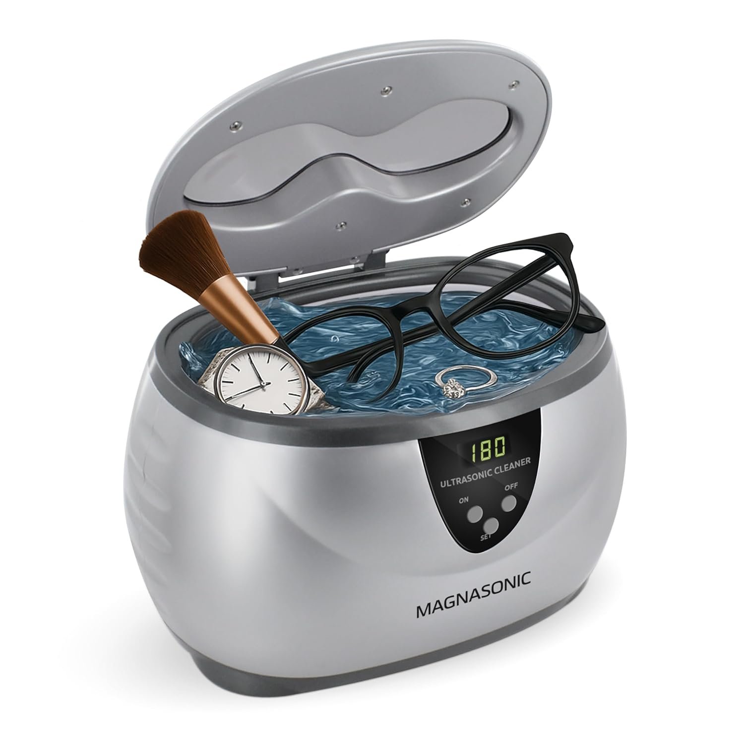 Magnasonic Ultrasonic Cleaner – 20oz Stainless Steel Tank, Digital Timer, 5 Cleaning Modes, Ultrasonic Jewelry Cleaner for All Jewelry, Eyeglasses, Watches, Dentures, Retainers & More