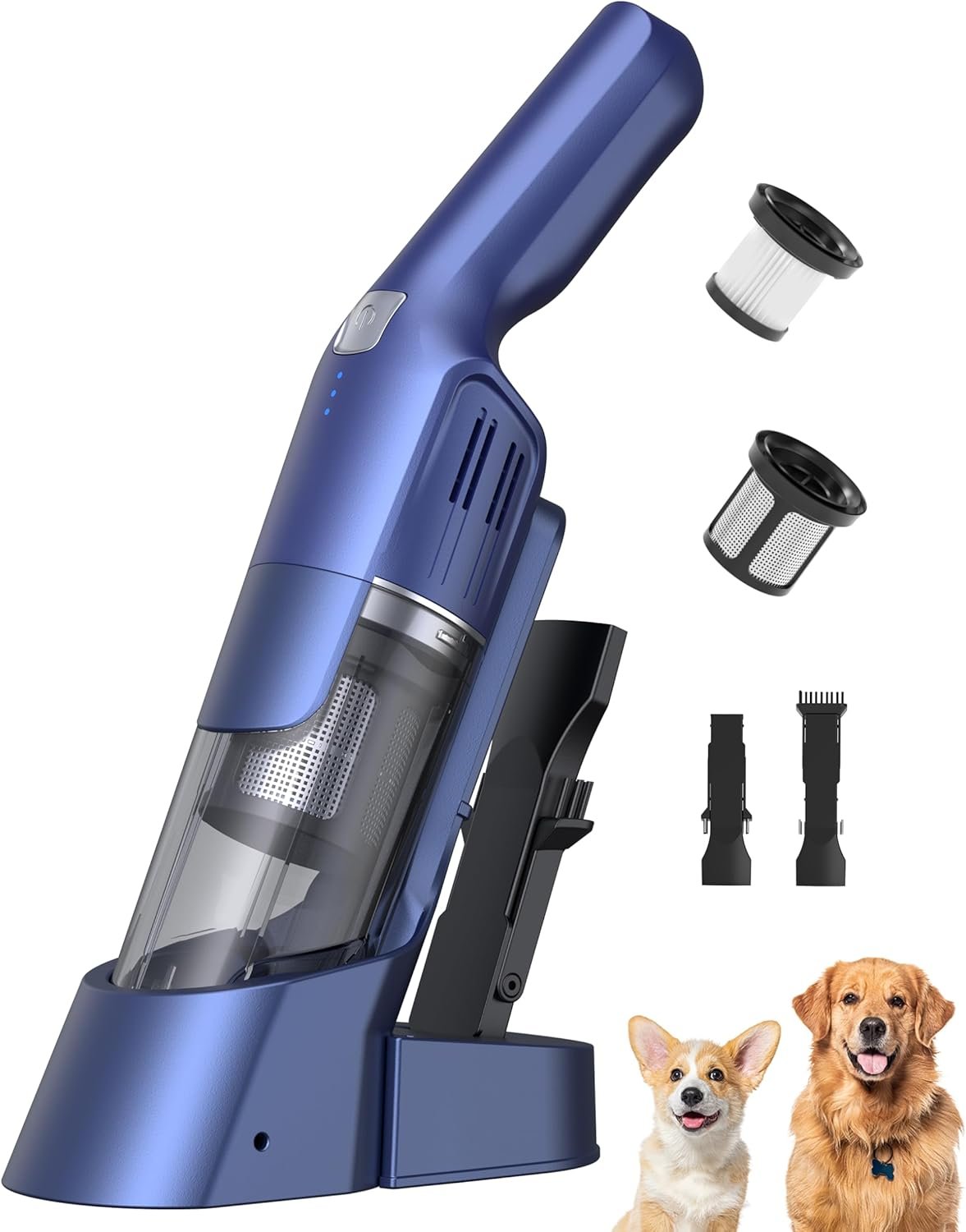 Handheld Vacuum Cordless, 24KPA Powerful, Rechargeable, Charging Dock, Ergonomic Handle, 2-in-1 Crevice Tool, 1.8lb Portable Vacuum Cleaner with 2-Speed for Car, Portable Car & Pet Hair Vacuum
