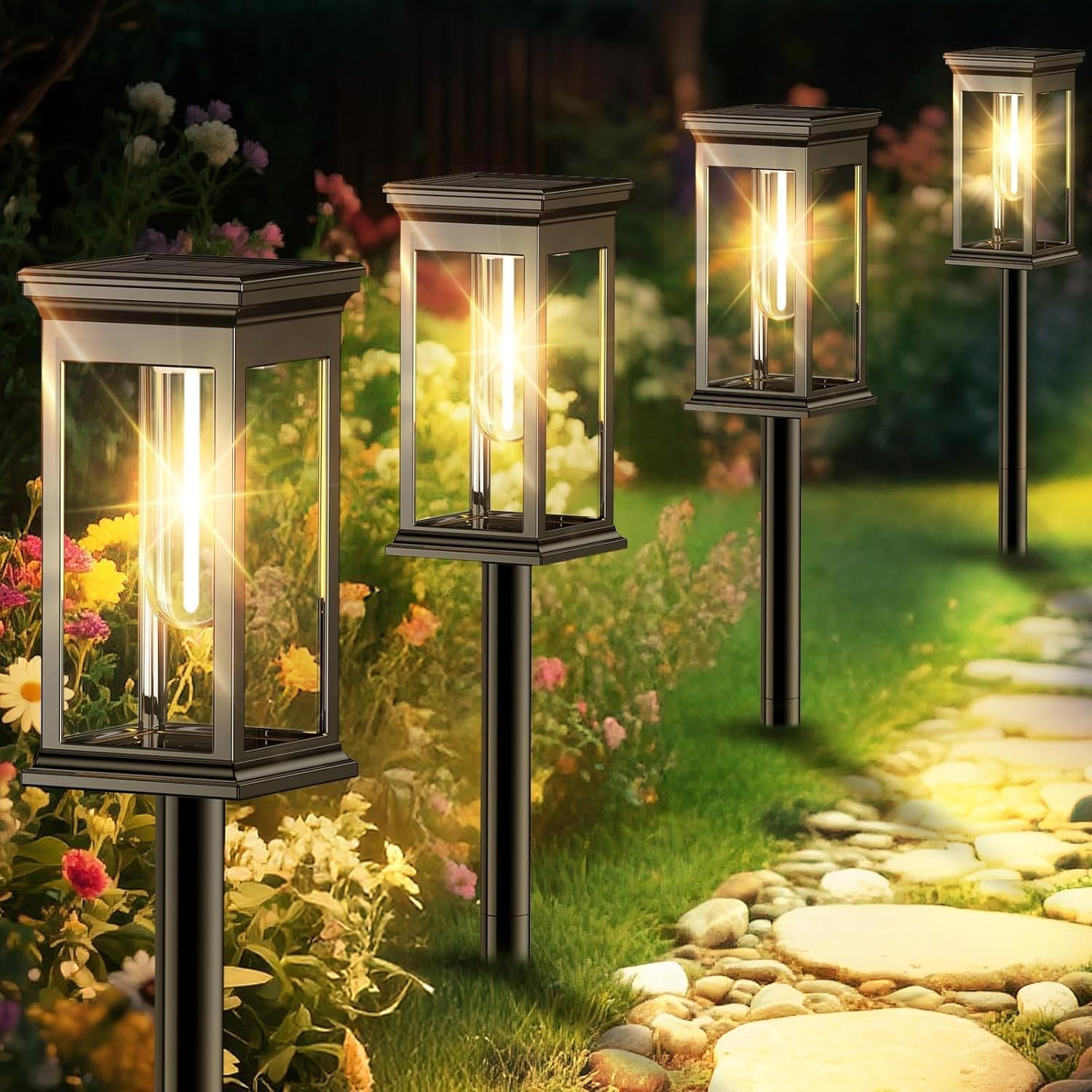 Solar Pathway Lights Outdoor Waterproof – 12 Pack Bright Solar Powered Garden Lights with Auto On/Off, IP65 LED Landscape Lighting for Walkway Patio Lawn Yard Decor