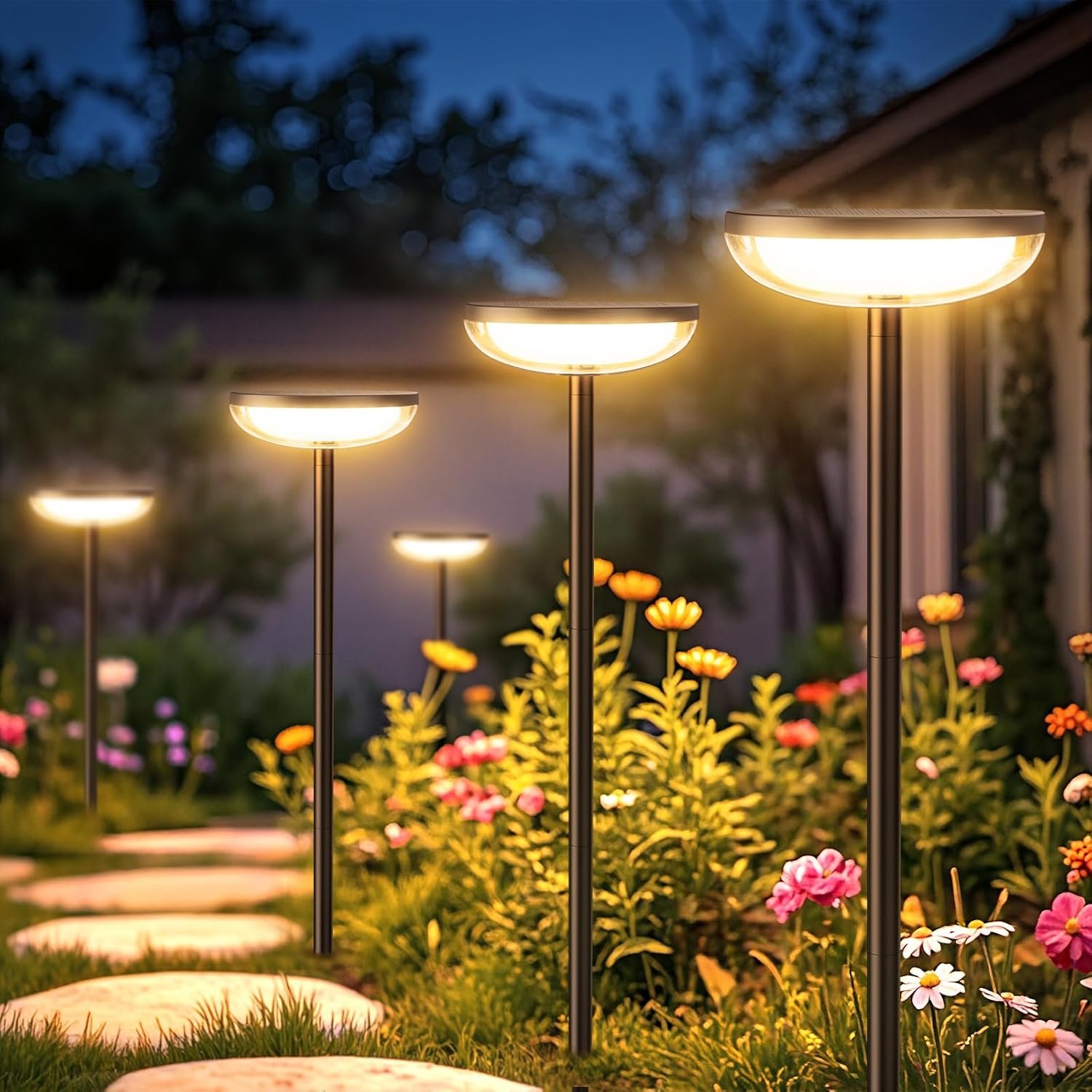 ELECLINK Solar Pathway Lights Outdoor, 6 Pack Tall Solar Garden Lights Outdoor Waterproof for Yard Flower Bed Patio Path Walkway Driveway Outside Decor Landscape Lighting