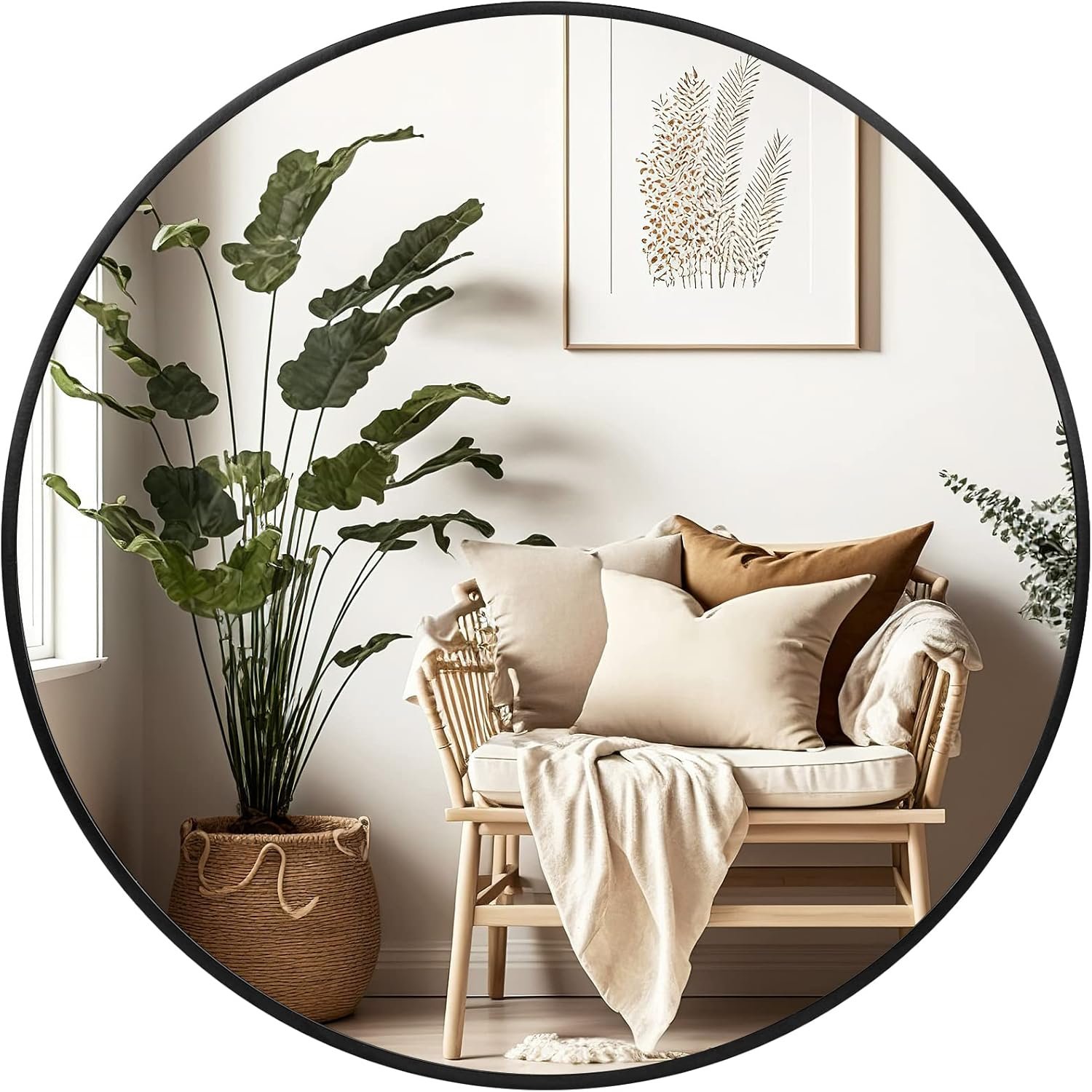 Fabuday Black Circle Mirror for Wall 20 inch – Round Mirrors for Bathroom, Entryway, Living Room, Hallway, Bedroom Decor, Small Matte Framed
